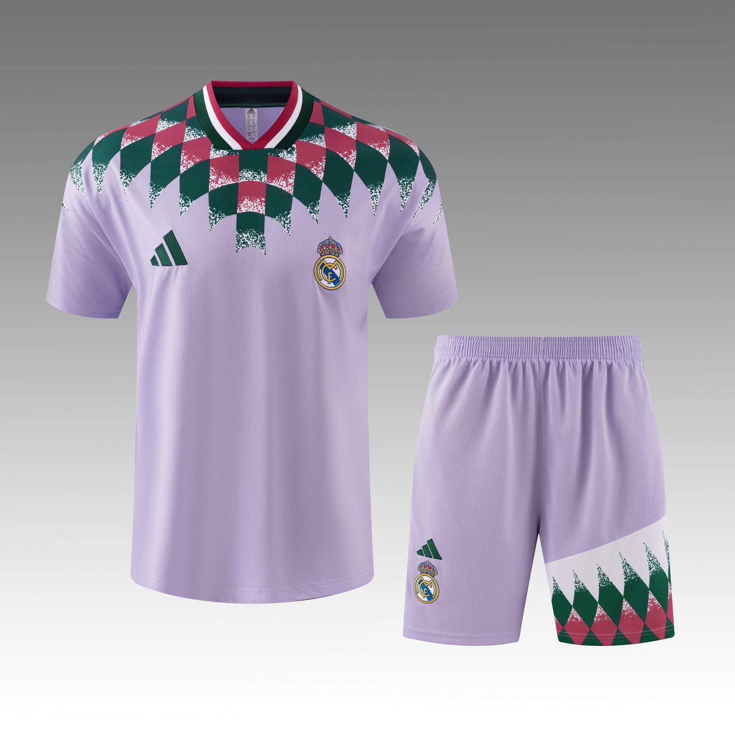 Real Madrid 26-27 Retro Style Short-Sleeve Training Set - Light Purple Top & Light Purple Shorts - JerseysGala