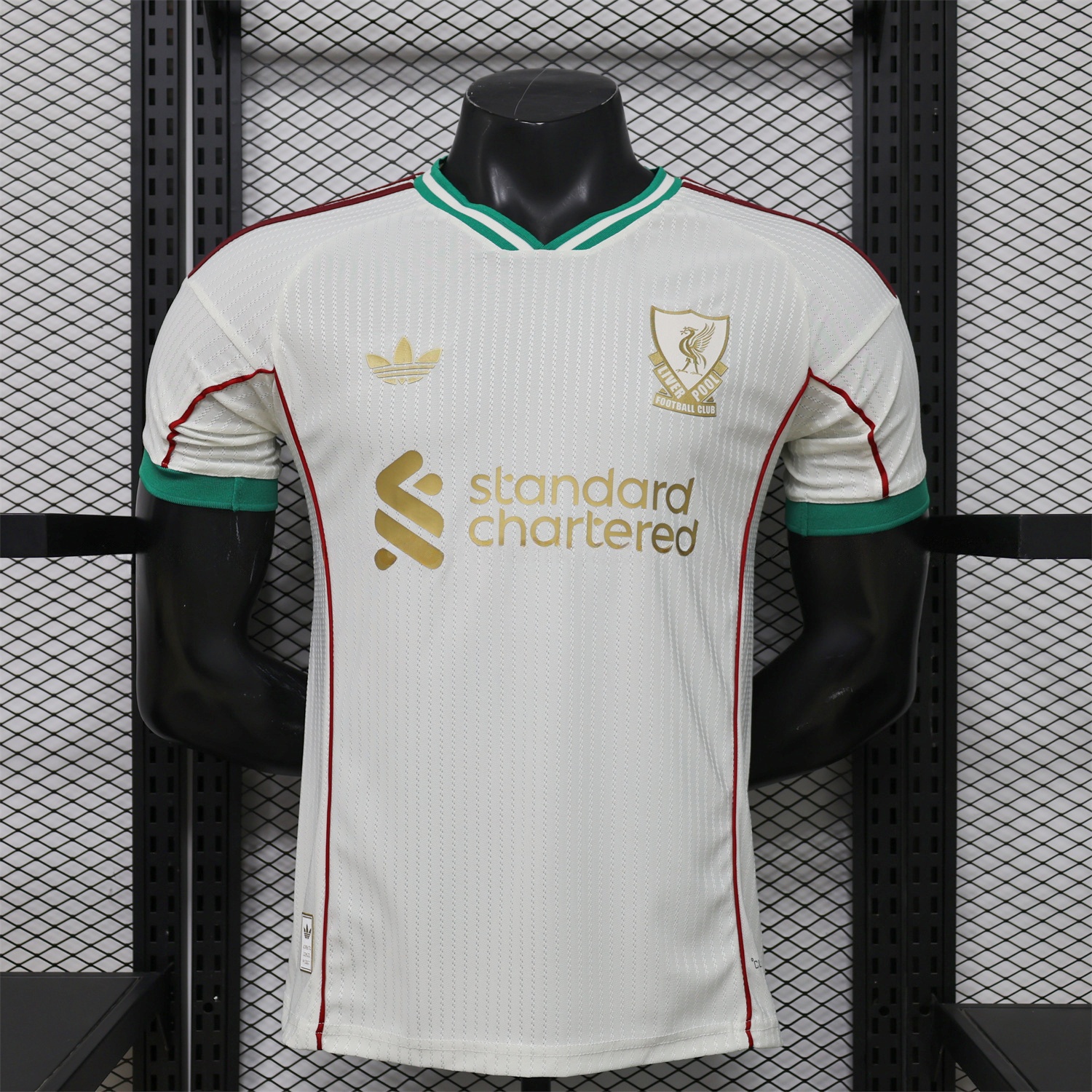 Liver.pool 25-26 Gold Lines Retro Casual Style White Jersey - Player Version - JerseysGala
