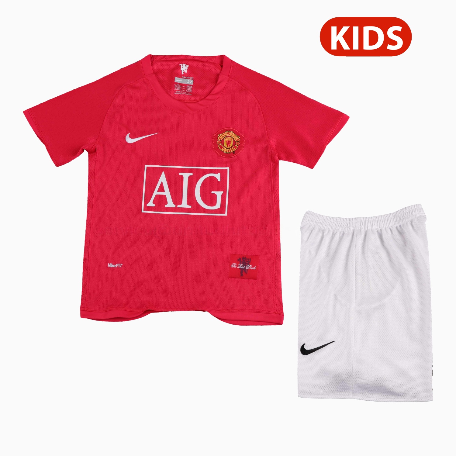 Retro Manchester United 2007-08 Home Kids Kit - JerseysGala