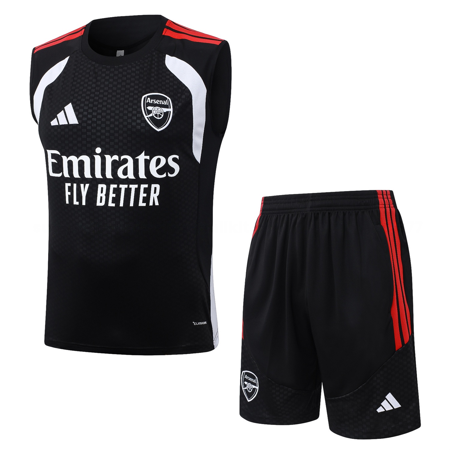 Arsenal 26-27 Vest Training Set - Red Edge Black Vest & Shorts - JerseysGala