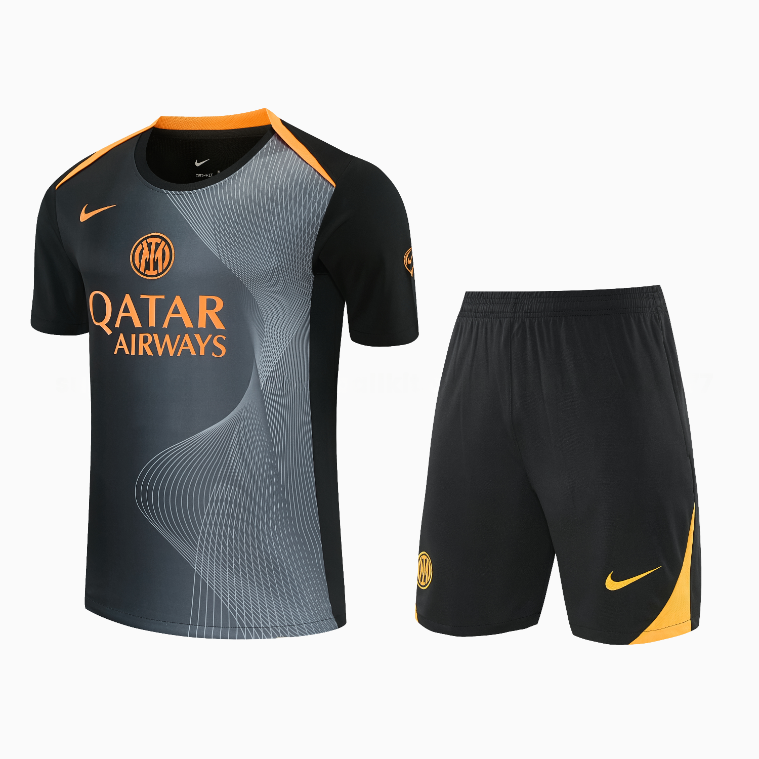Inter Milan 25-26 Short-Sleeve Training Set - Black And Grey Top & Pants - JerseysGala