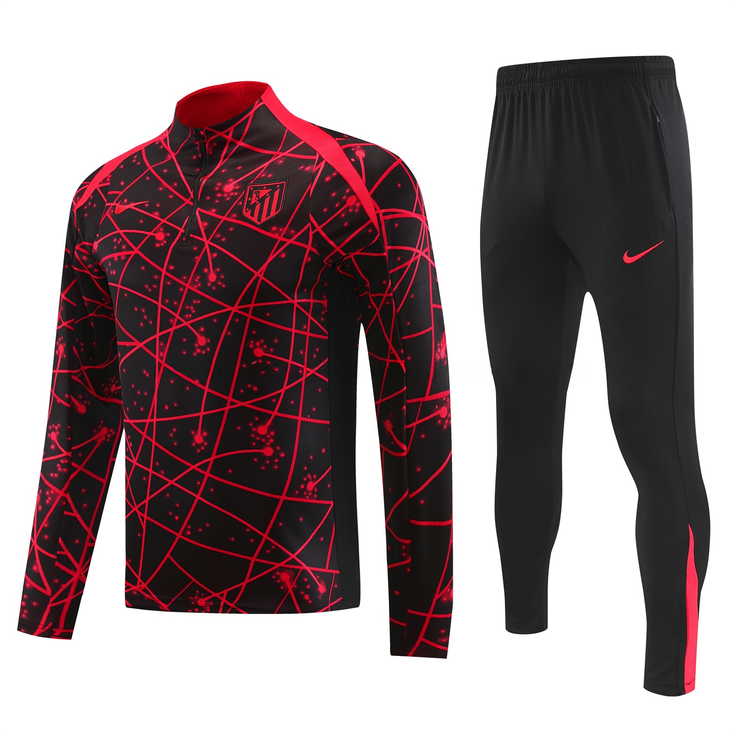 Atletico Madrid 25-26 Long Sleeves Training Set - Red Top & Black Pants - JerseysGala