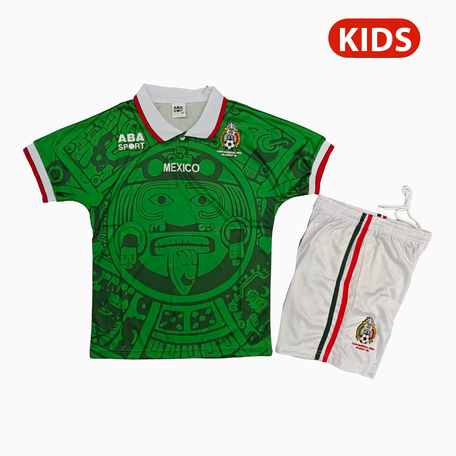 Retro Mexico 1998 Home Kids Kit - JerseysGala