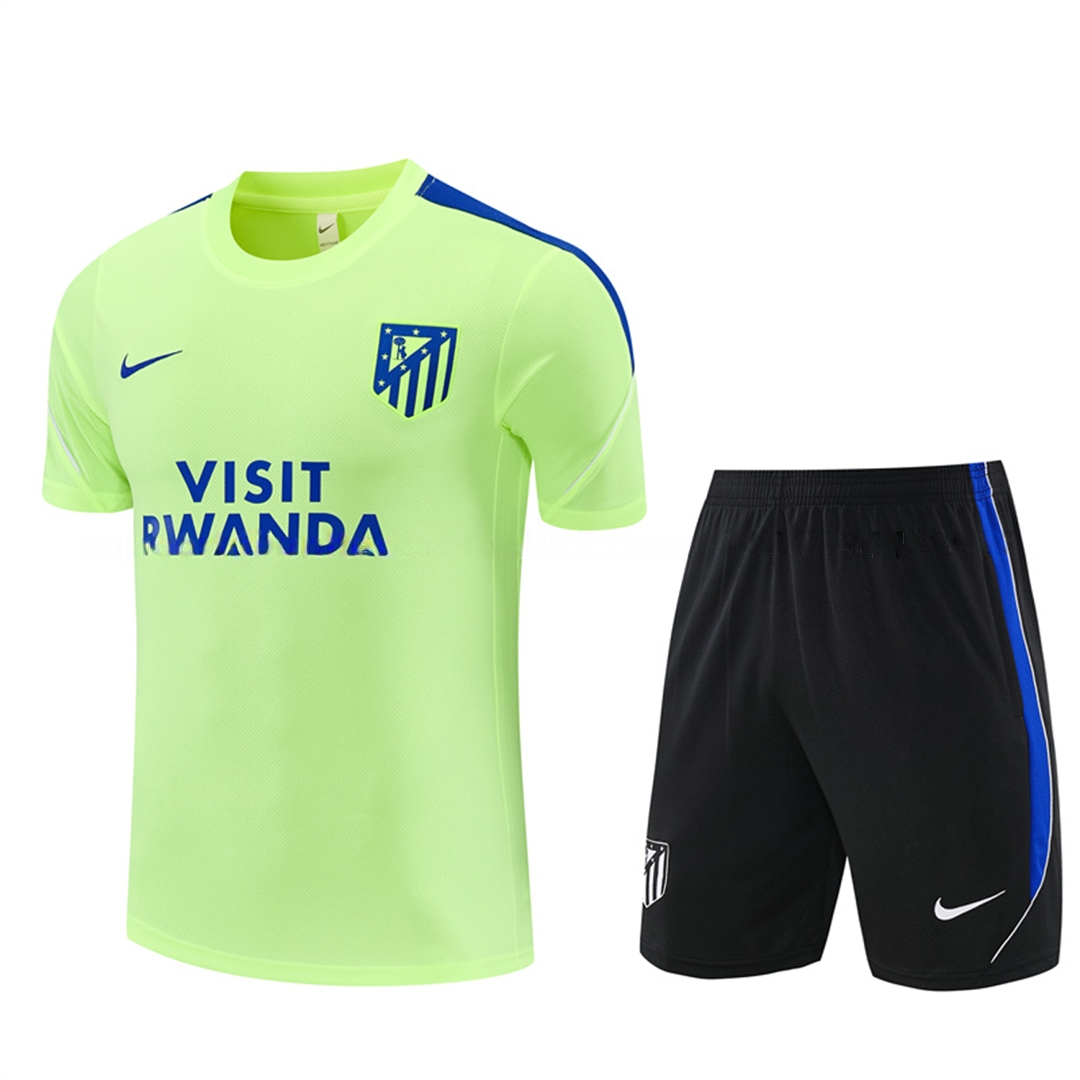 Atletico Madrid 26-27 Short-Sleeve Training Set - Green Top and Black Shorts - JerseysGala