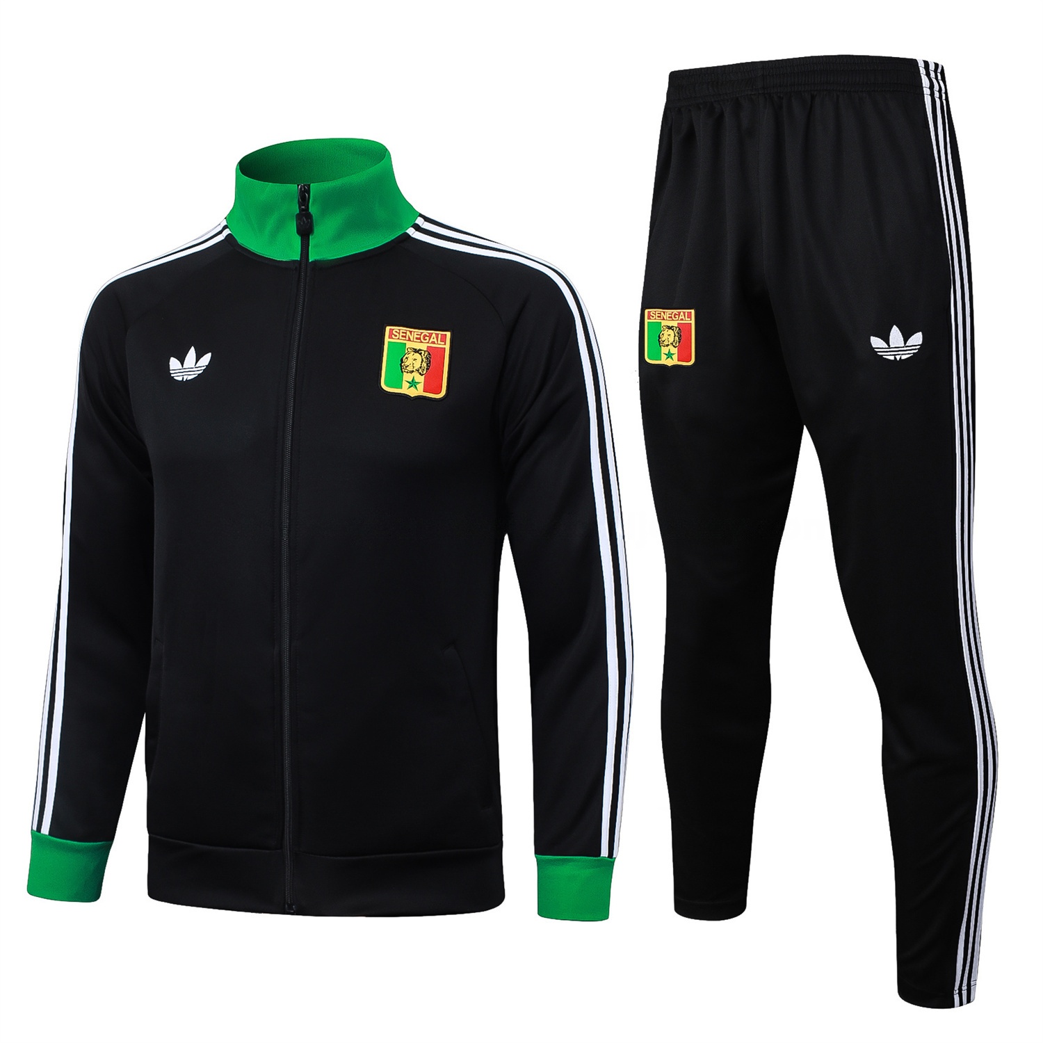 Senegal 2026 Jacket Training Tracksuit - Black With Green Jackets & Pants - JerseysGala