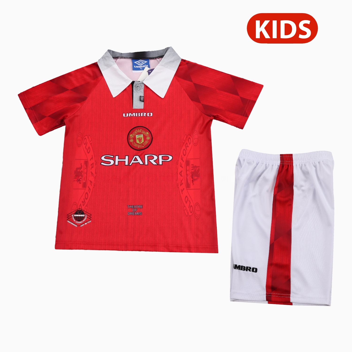 Retro Manchester United 1996-97 Home Kids Kit - JerseysGala