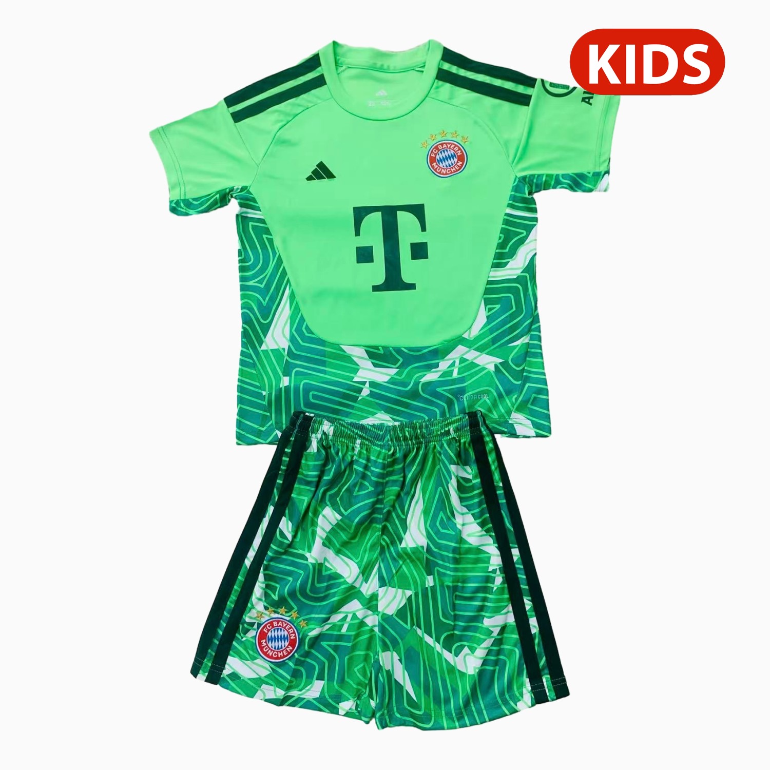 Bayern Munich 26-27 Green Goalkeeper Kids Kit - JerseysGala