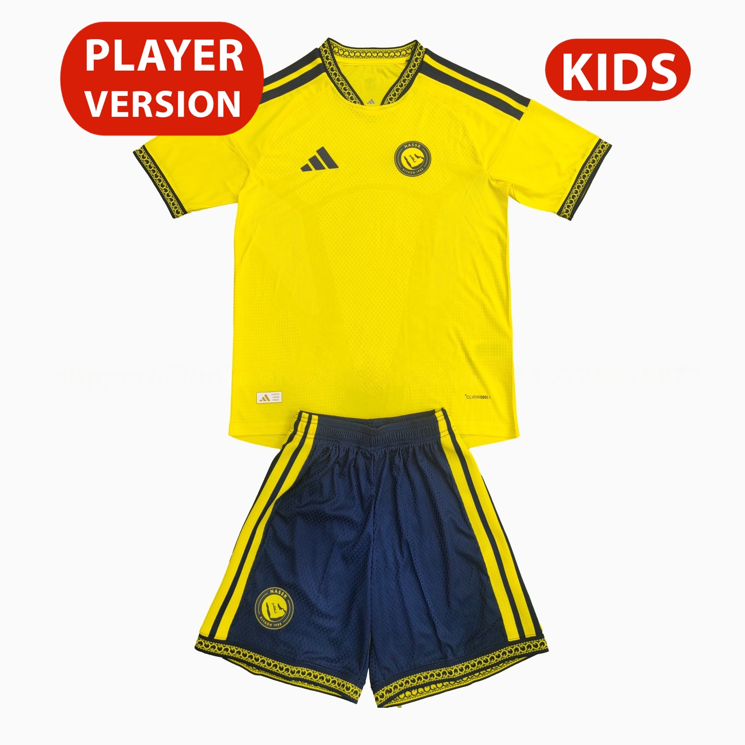 Al Nassr Riyadh Victory 26-27 Home Unsponsored Kids Kit - Player Version - JerseysGala