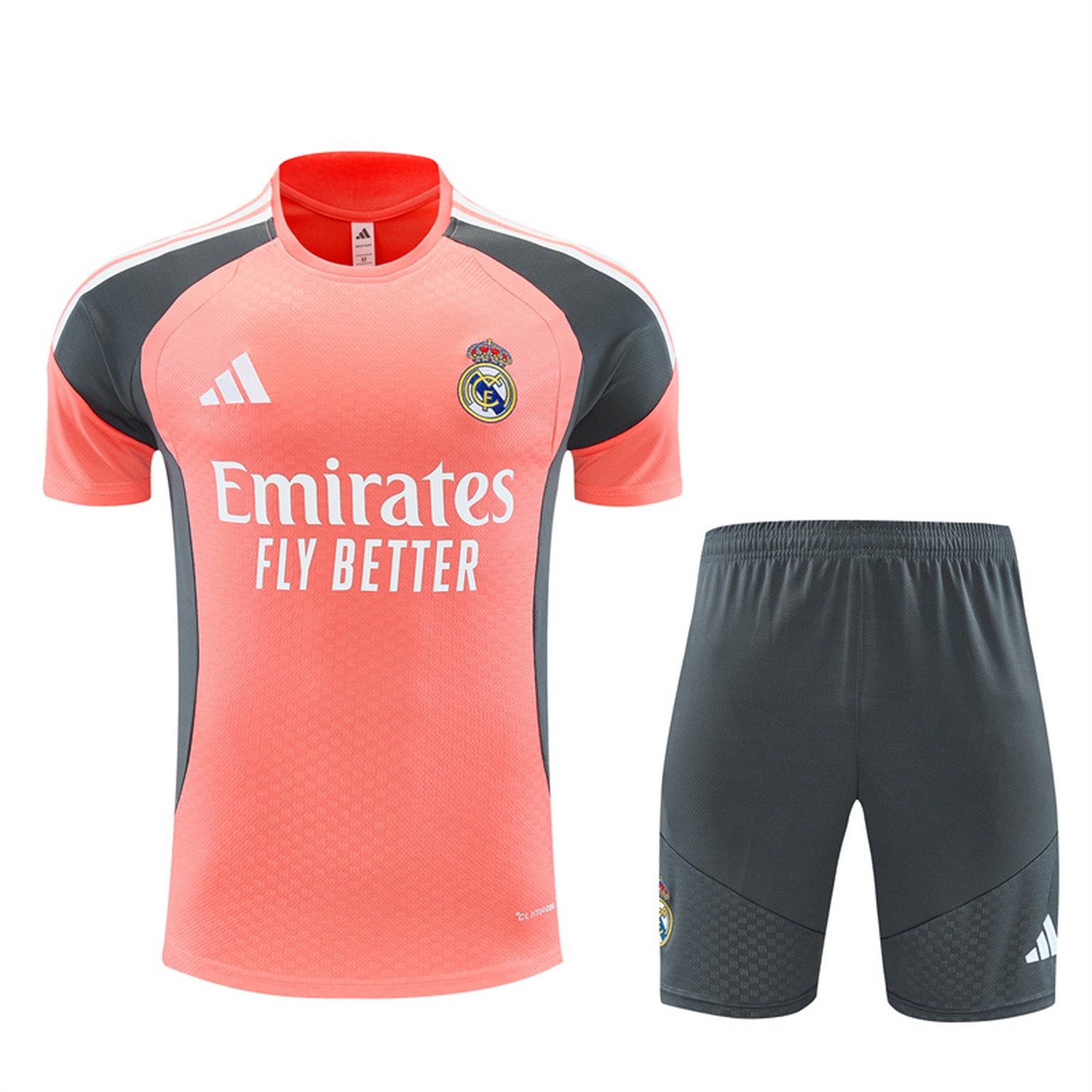 Real Madrid 26-27 Short-Sleeve Training Set - Pink Top & Deep Grey Shorts - JerseysGala