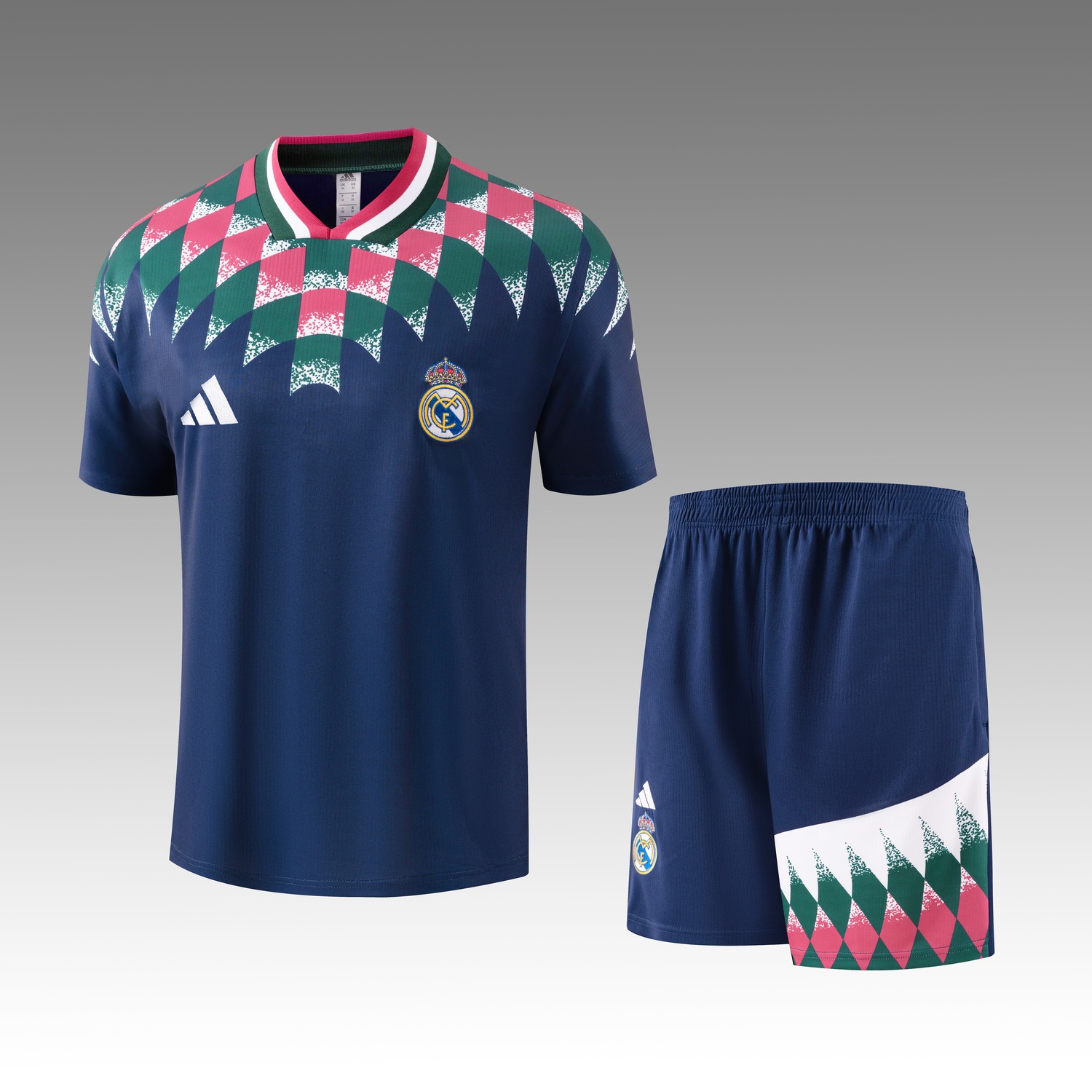 Real Madrid 26-27 Retro Style Short-Sleeve Training Set - Deep Blue Top & Deep Blue Shorts - JerseysGala