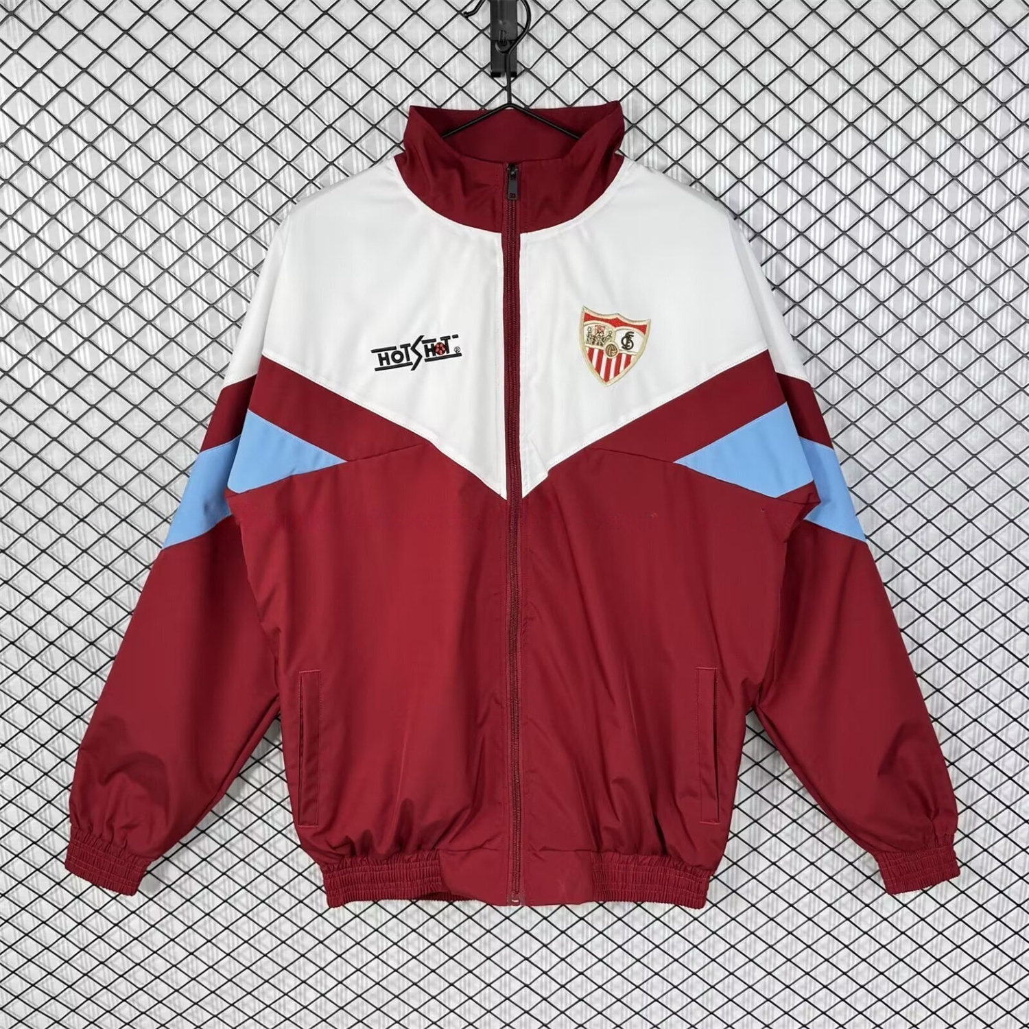 Retro Sevilla FC 1993-94 Home Windbreaker Jacket - White And Red - JerseysGala