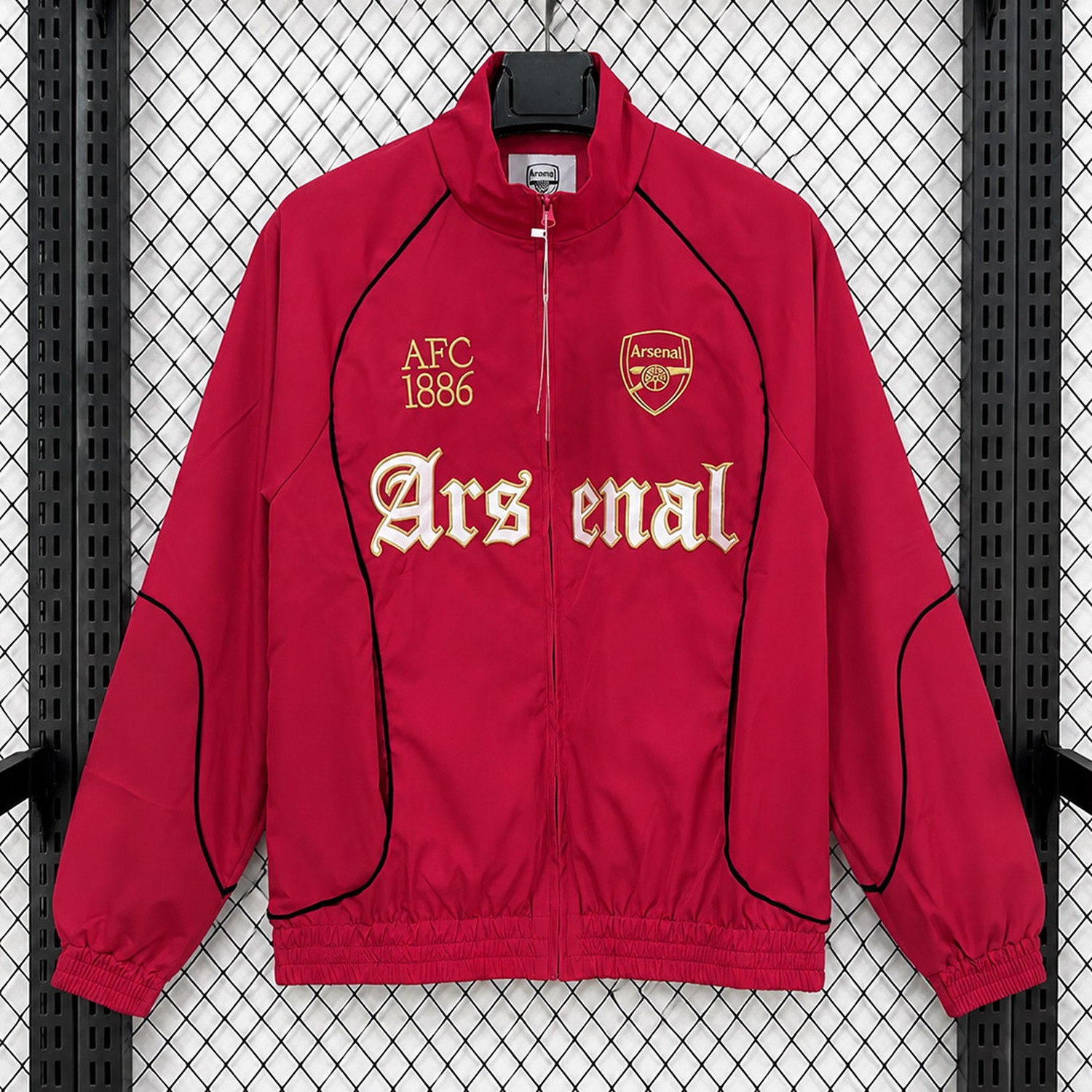 Arsenal 26-27 Graphic Mock-Neck Retro Style Red Windbreaker Jacket - JerseysGala