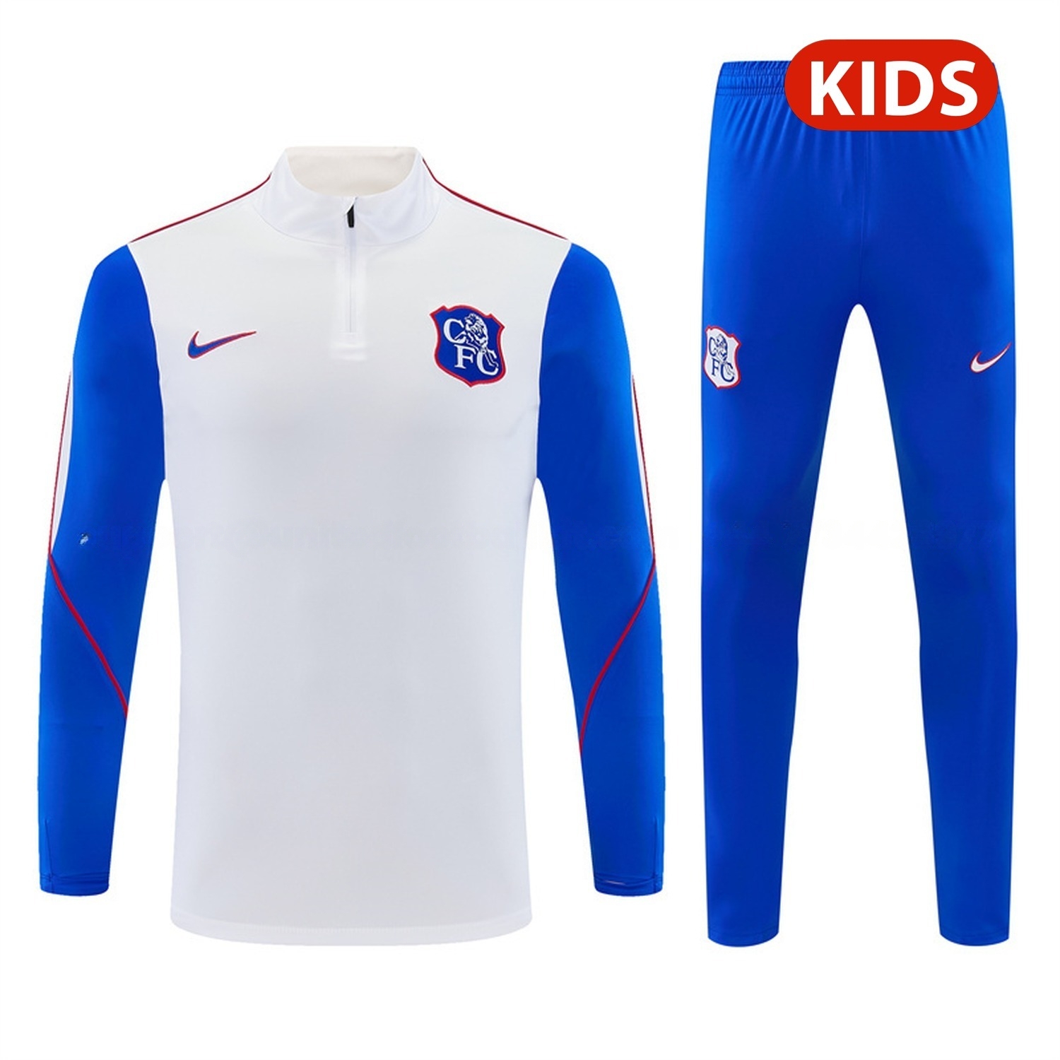 C.H.E.L.S.E.A 26-27 Kids Long Sleeve Training Set - White Top & Royal Blue Pants - JerseysGala