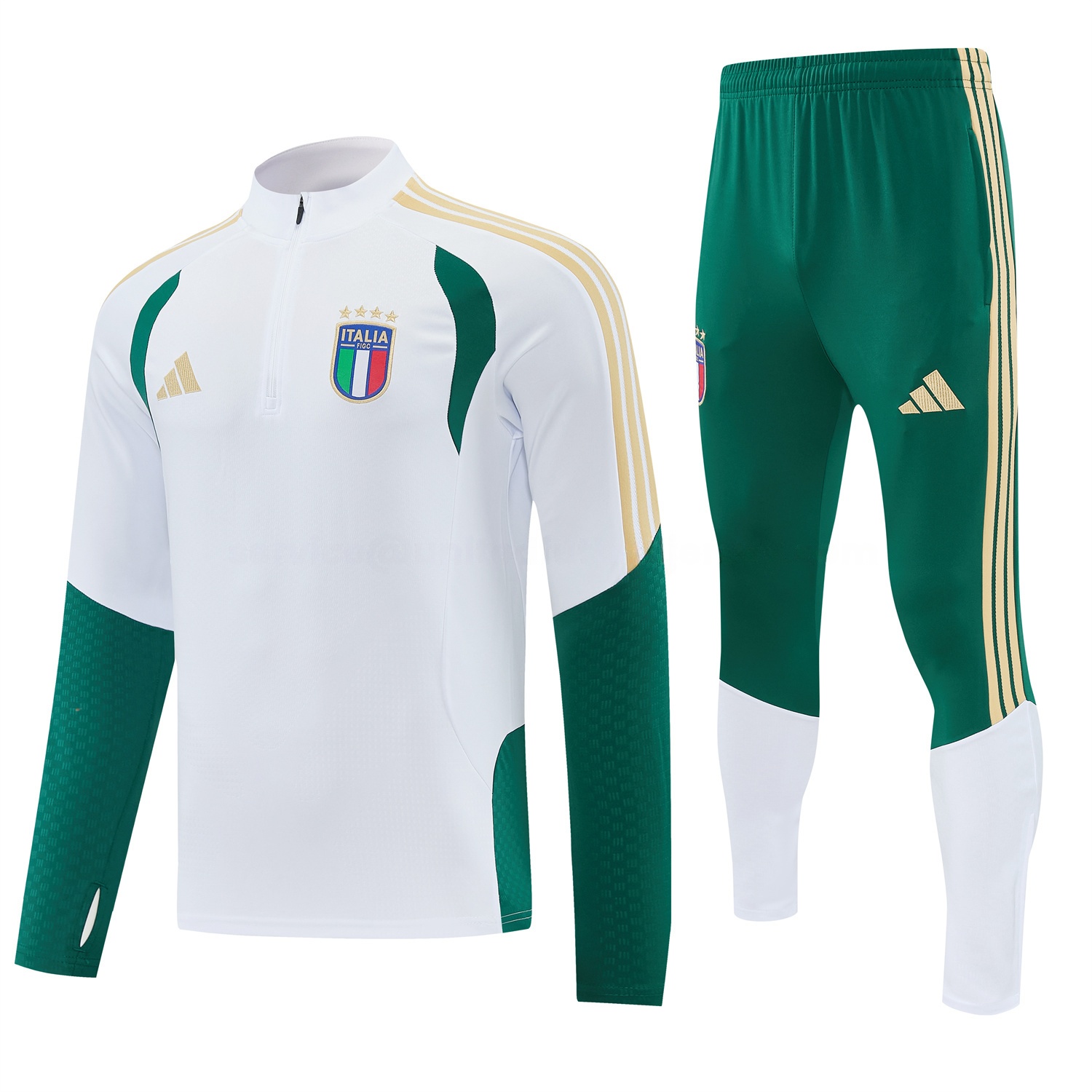 Italy 2026 Long Sleeve Training Set - White Top & Green Pants - JerseysGala