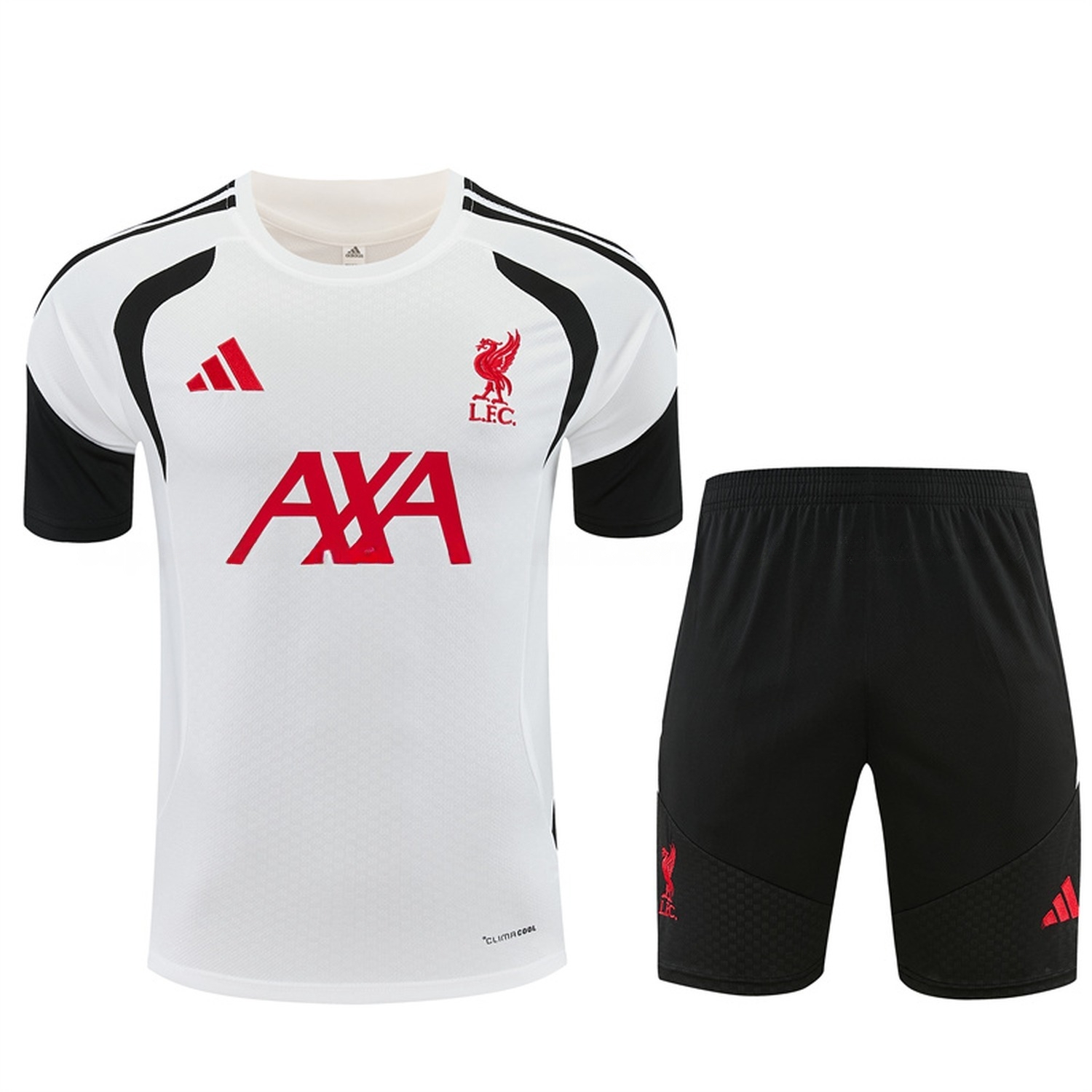 Liver.pool 26-27 Short-Sleeve Training Set - White Top & Black Shorts - JerseysGala