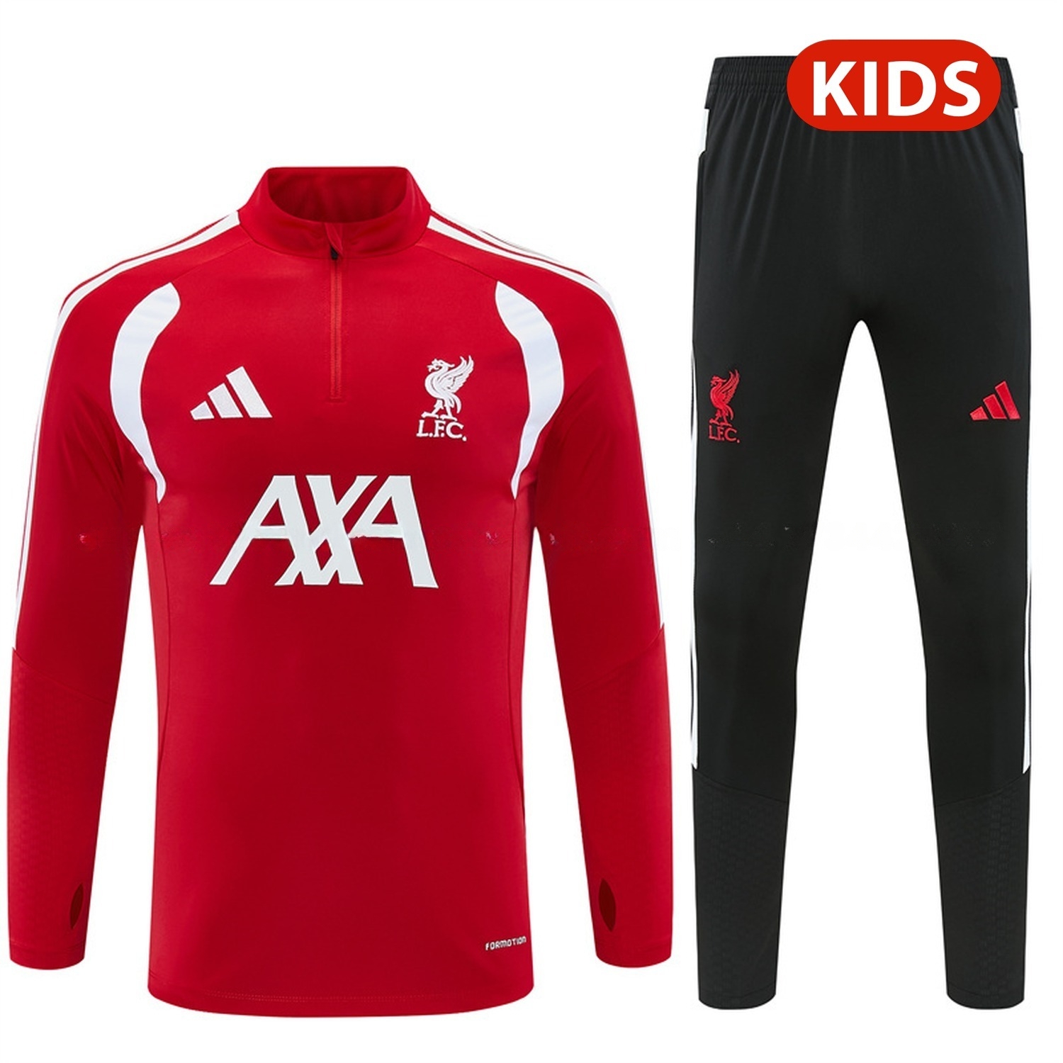 Liver.pool 26-27 Kids Long Sleeve Training Set - Red Top & Black Pants - JerseysGala