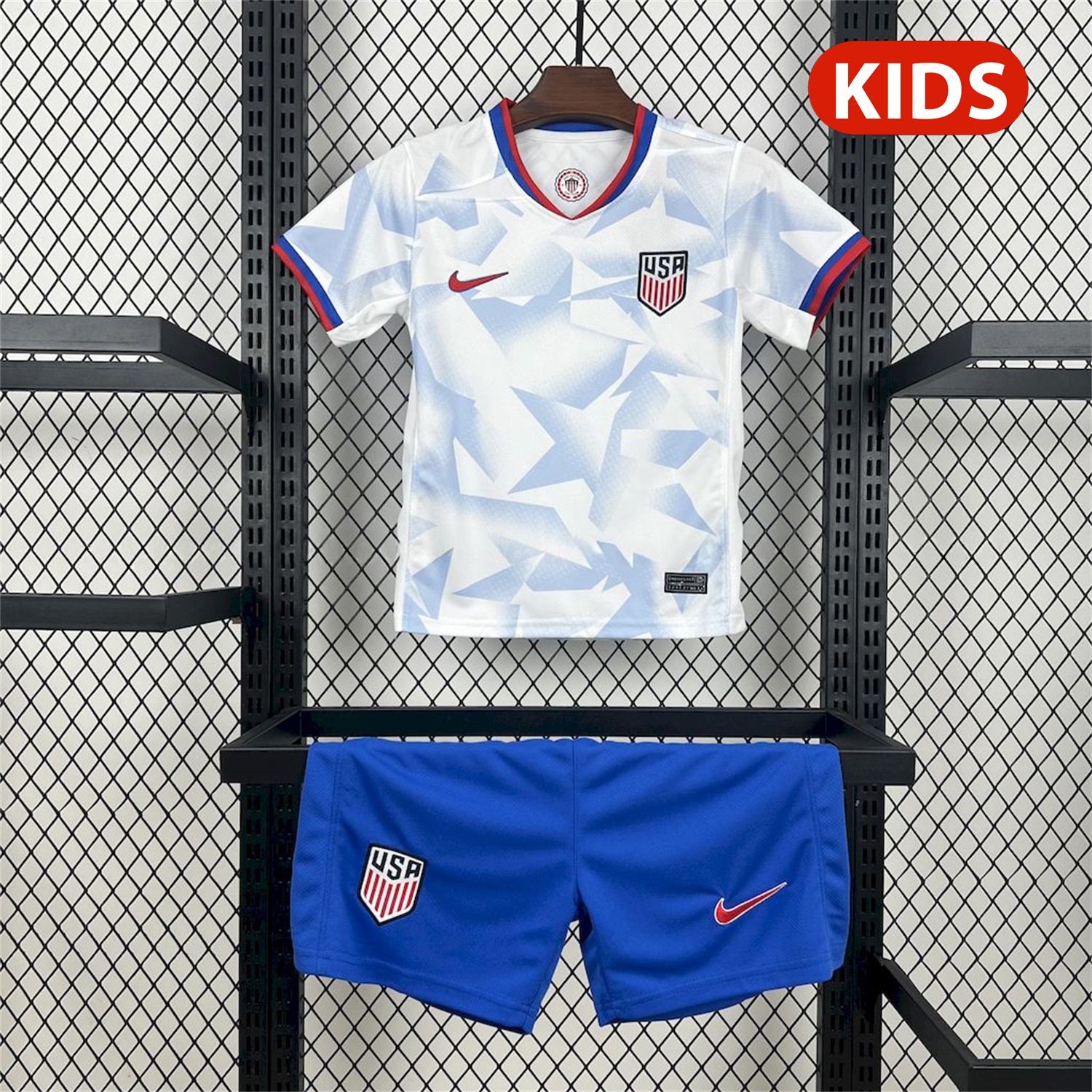 United States USA 25-26 Home White Kids Kit - JerseysGala