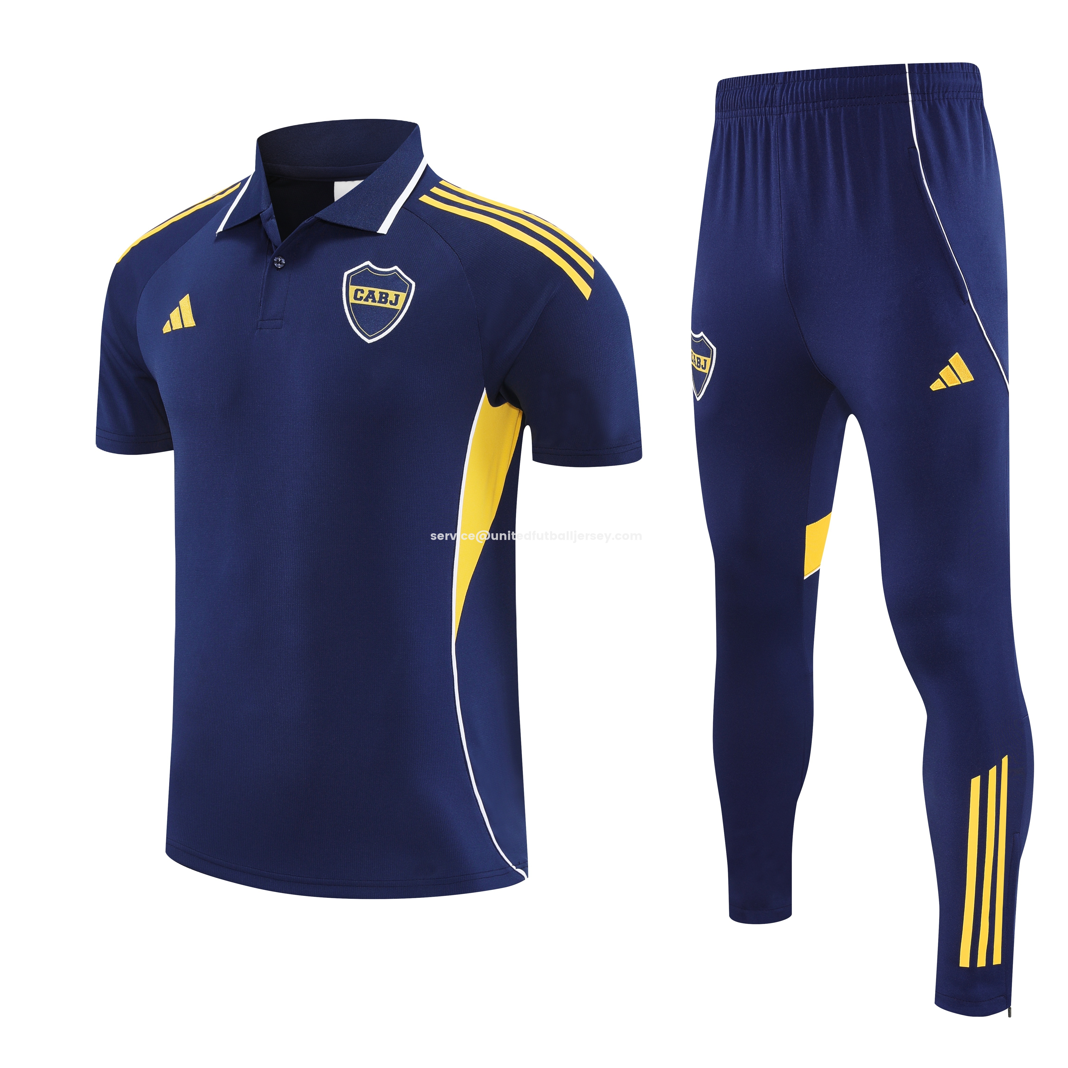 Boca Juniors 25-26 POLO Short-Sleeve Training Set - Dark Blue Top & Shorts - JerseysGala
