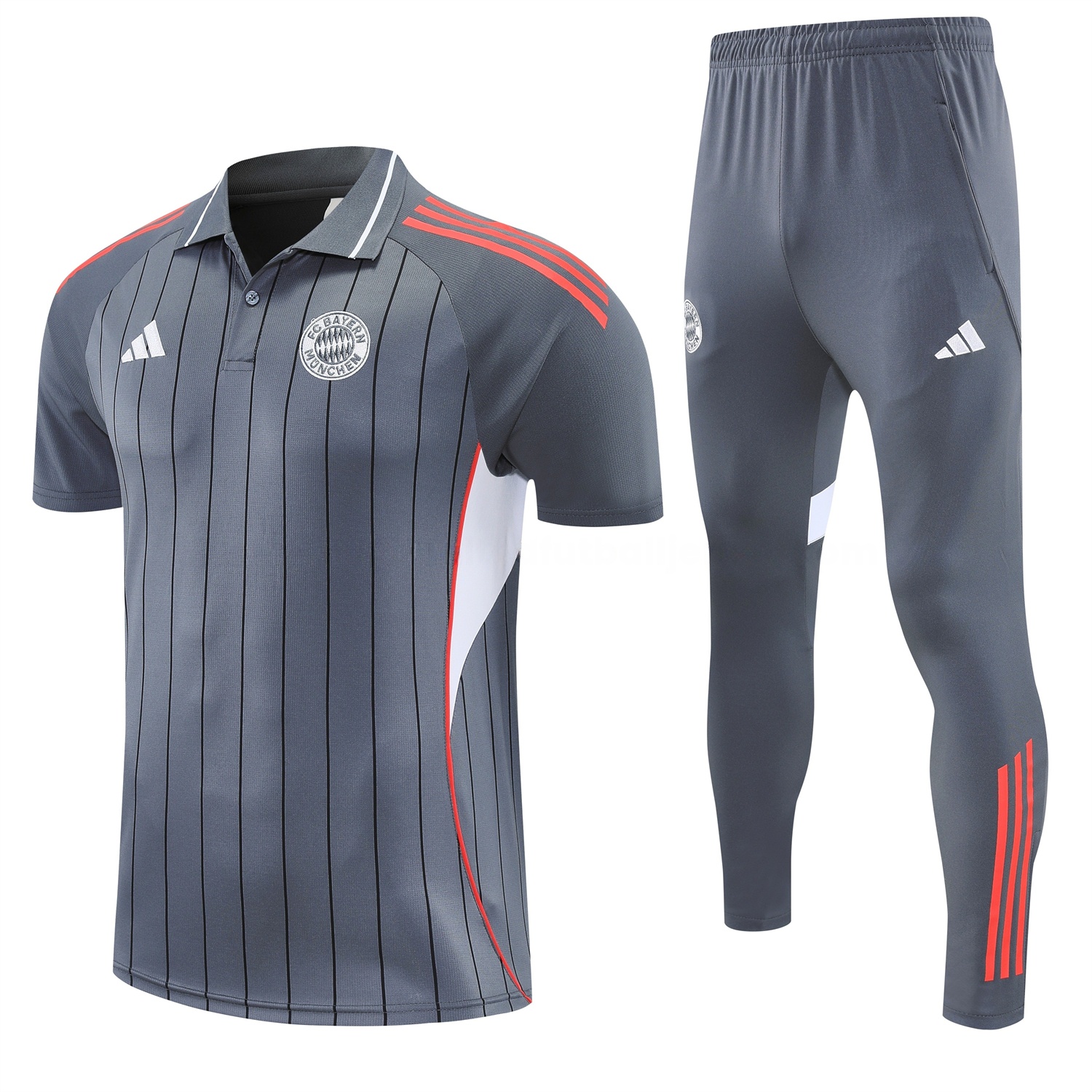 Bayern Munich 25-26 POLO Short-Sleeve Training Set - Deep Grey Top and Pants - JerseysGala