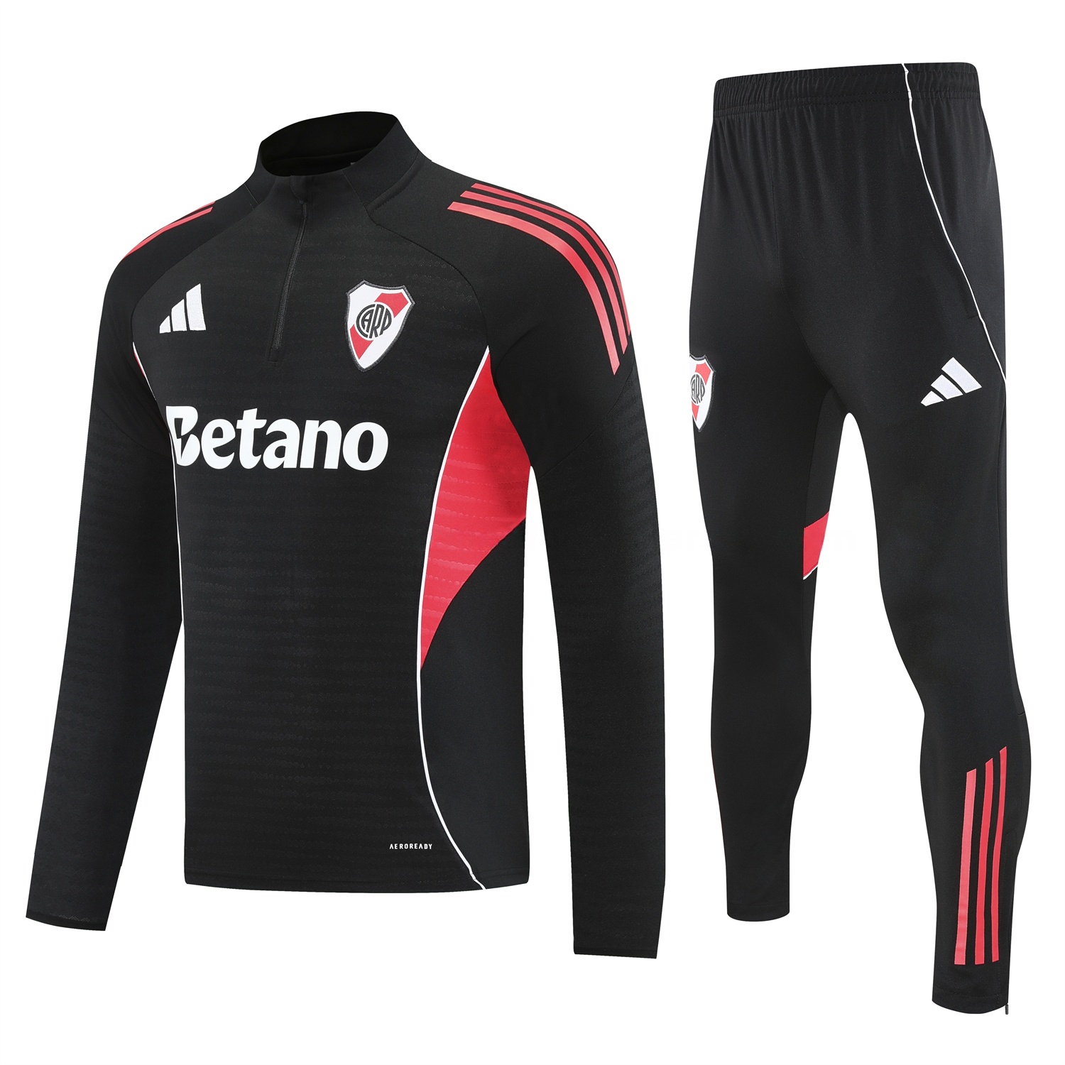 River Plate 25-26 Long Sleeves Training Set - Black With Red Top & Black Pants - JerseysGala