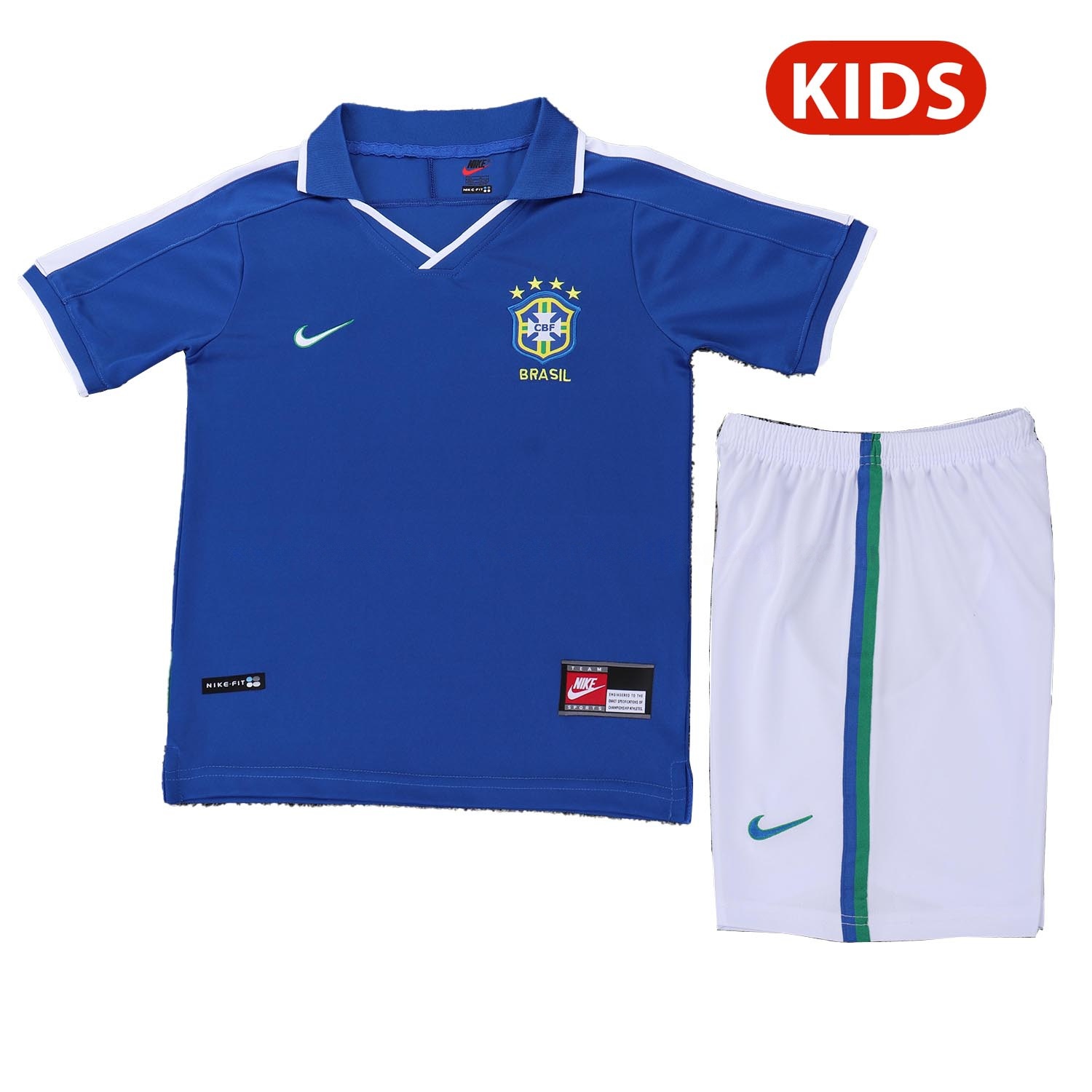 Retro Brazil 1997 Away Kids Kit - JerseysGala