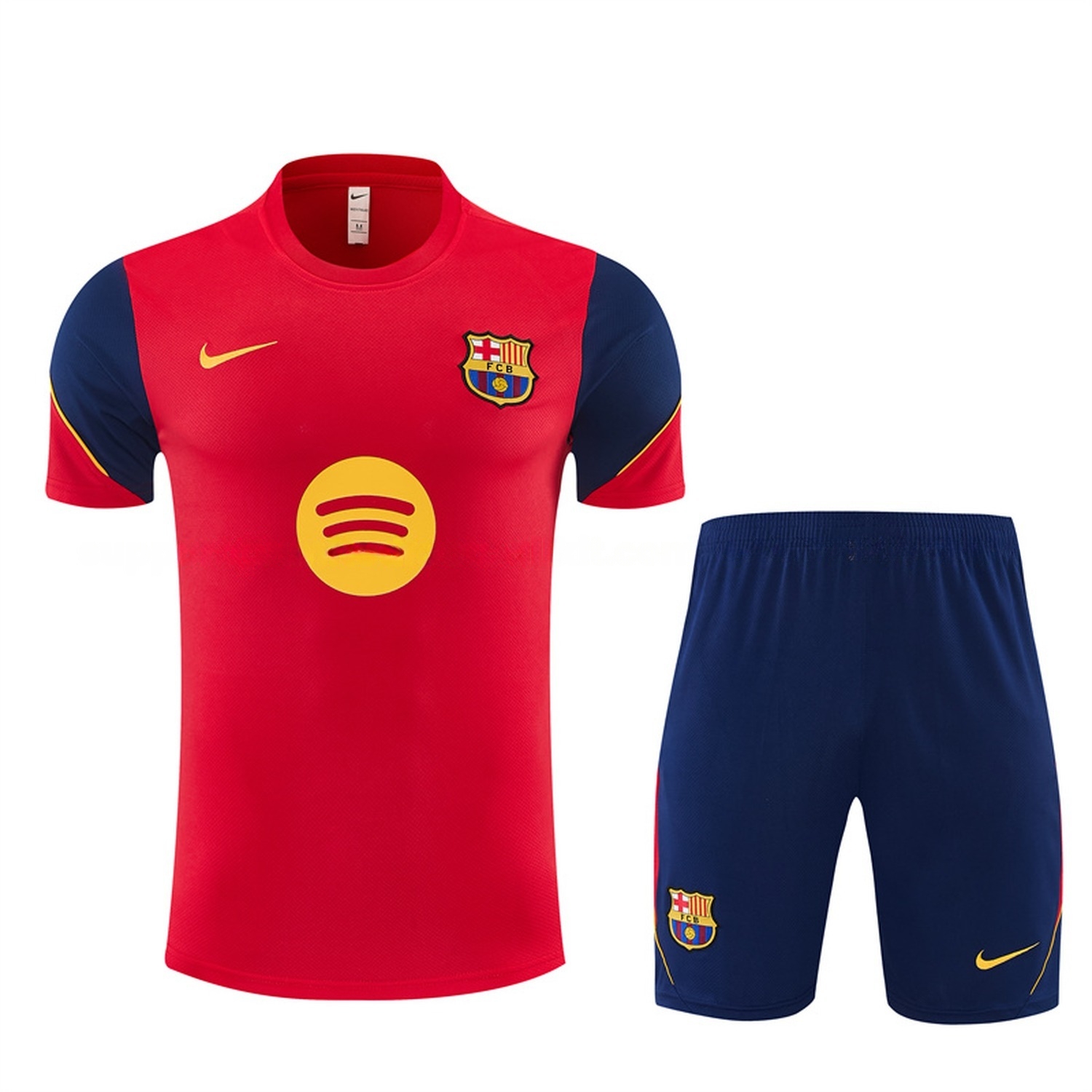 Barcelona 26-27 Short-Sleeve Training Set - Red Top & Deep Blue Shorts - JerseysGala