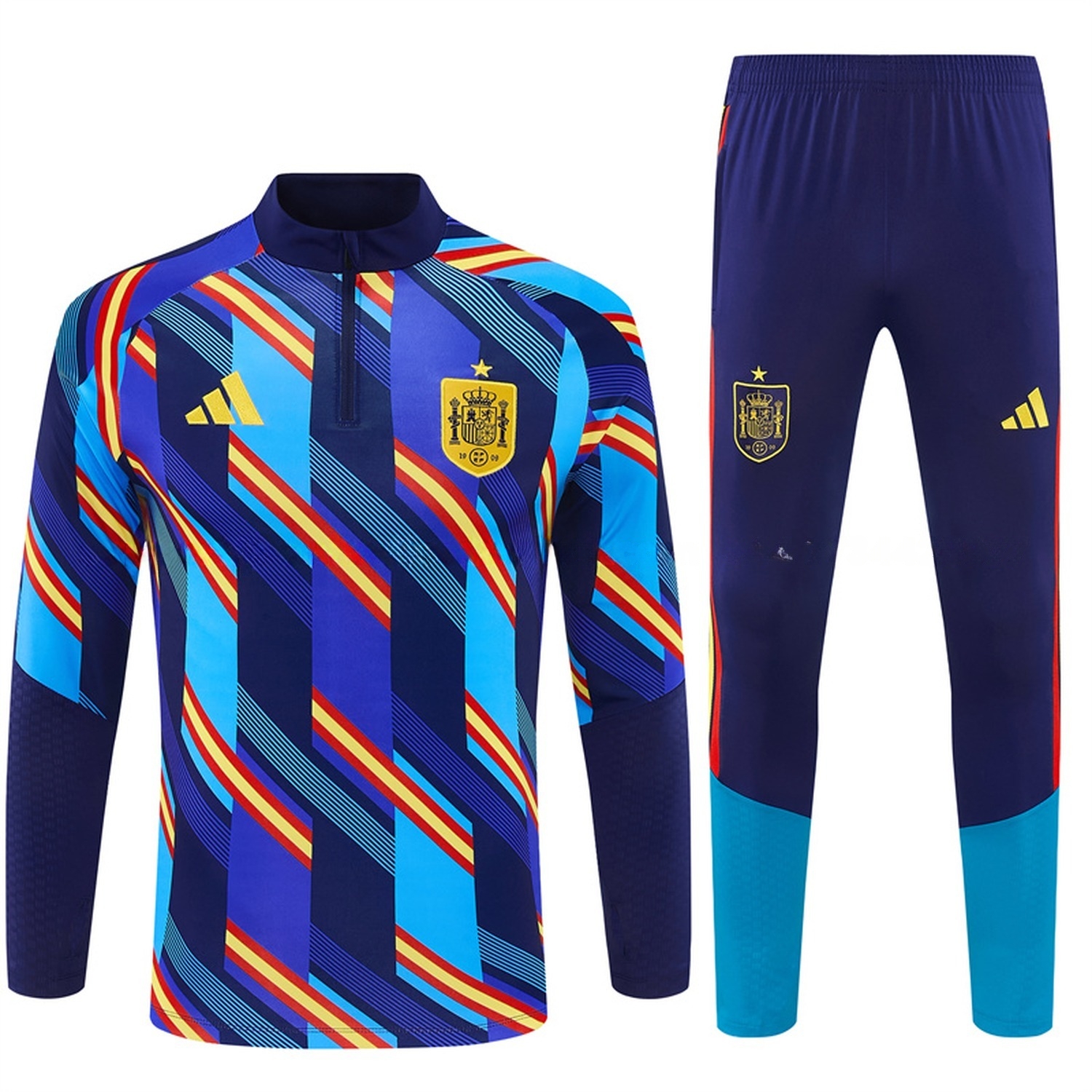 Spain 2026 Camouflage Long Sleeve Training Set - Blue Top & Deep Blue Pants - JerseysGala