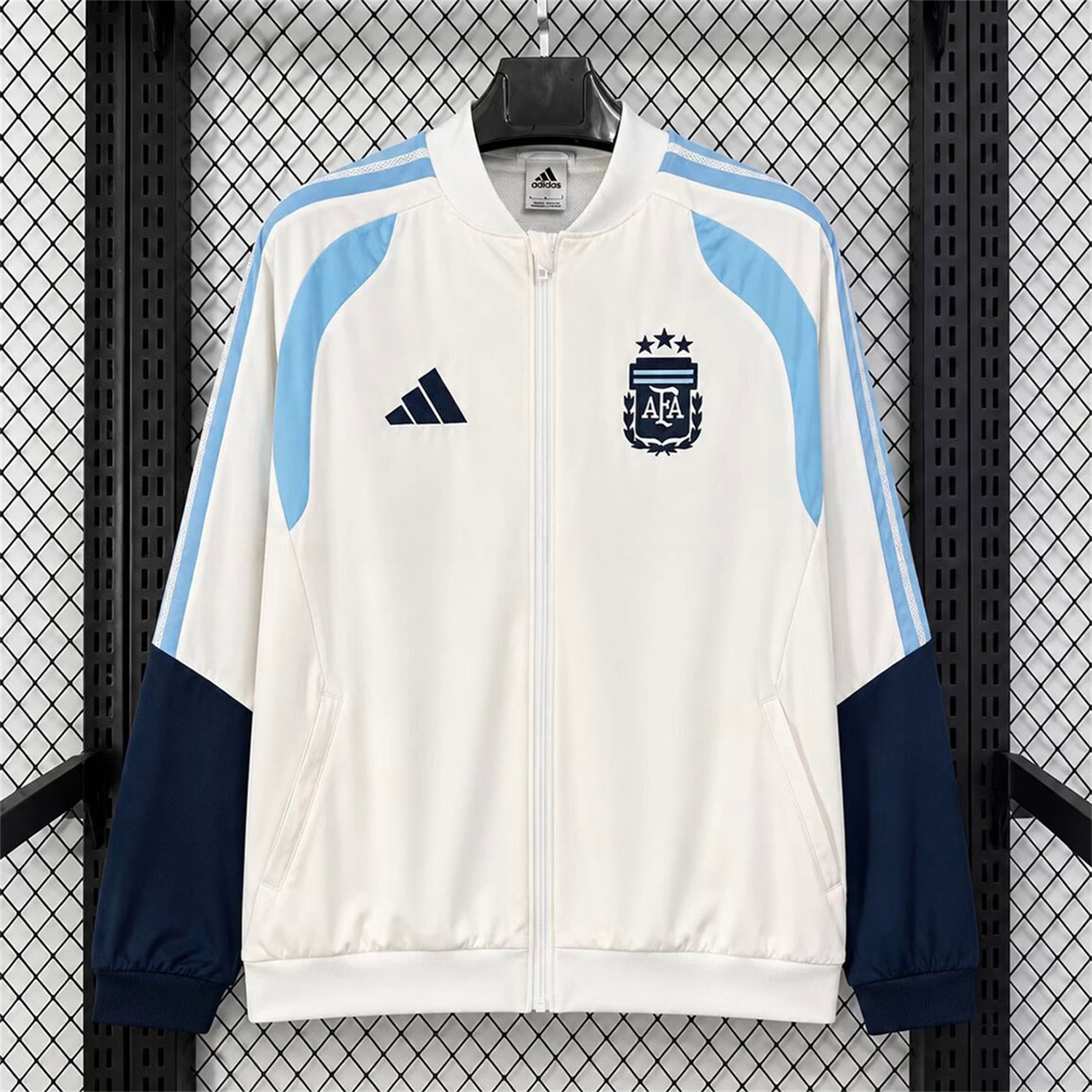 Argentina 2026 Travel Windbreaker - White With Light Blue - JerseysGala
