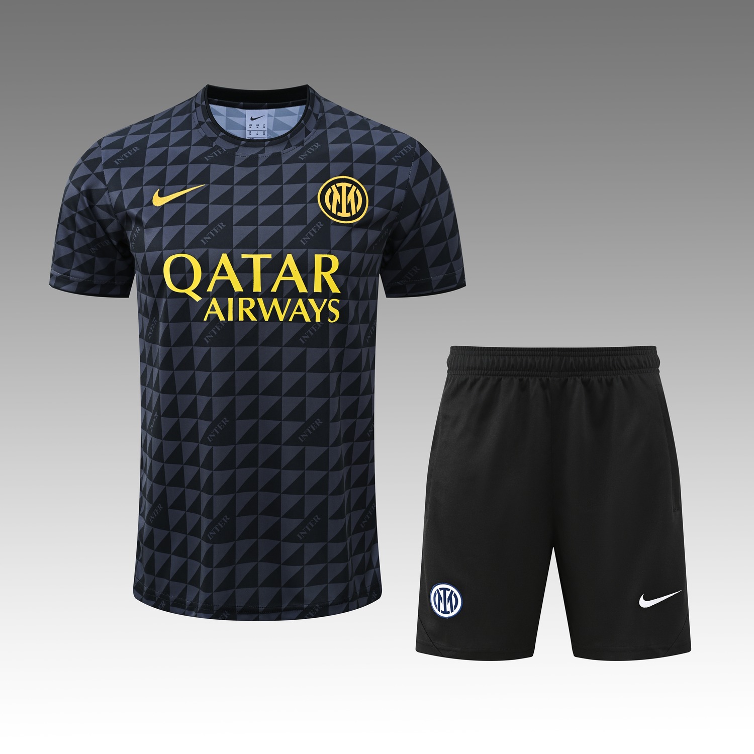 Inter Milan 26-27 Short-Sleeve Training Set - Black Top & Black Shorts - JerseysGala