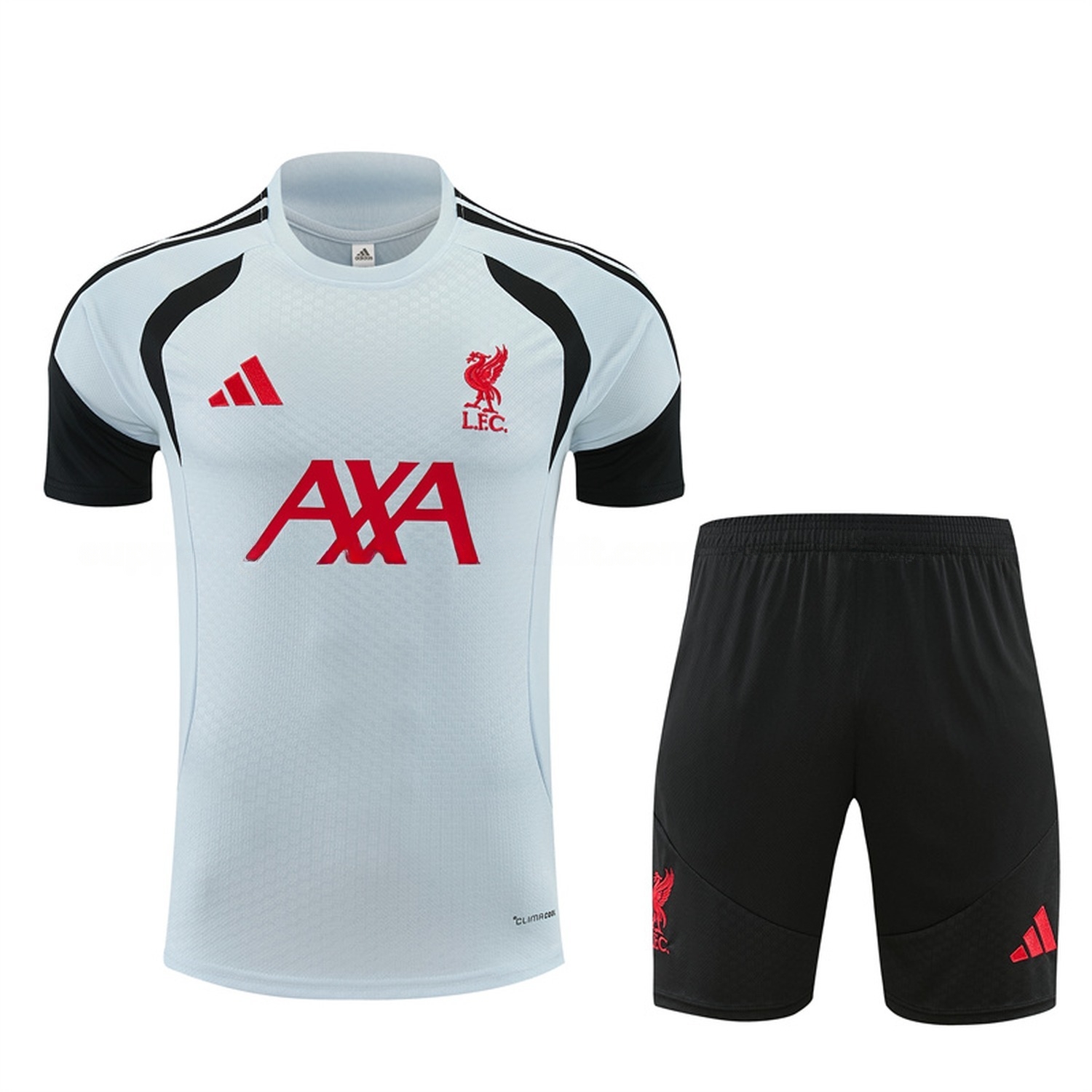 Liver.pool 26-27 Short-Sleeve Training Set - Light Grey Top & Black Shorts - JerseysGala