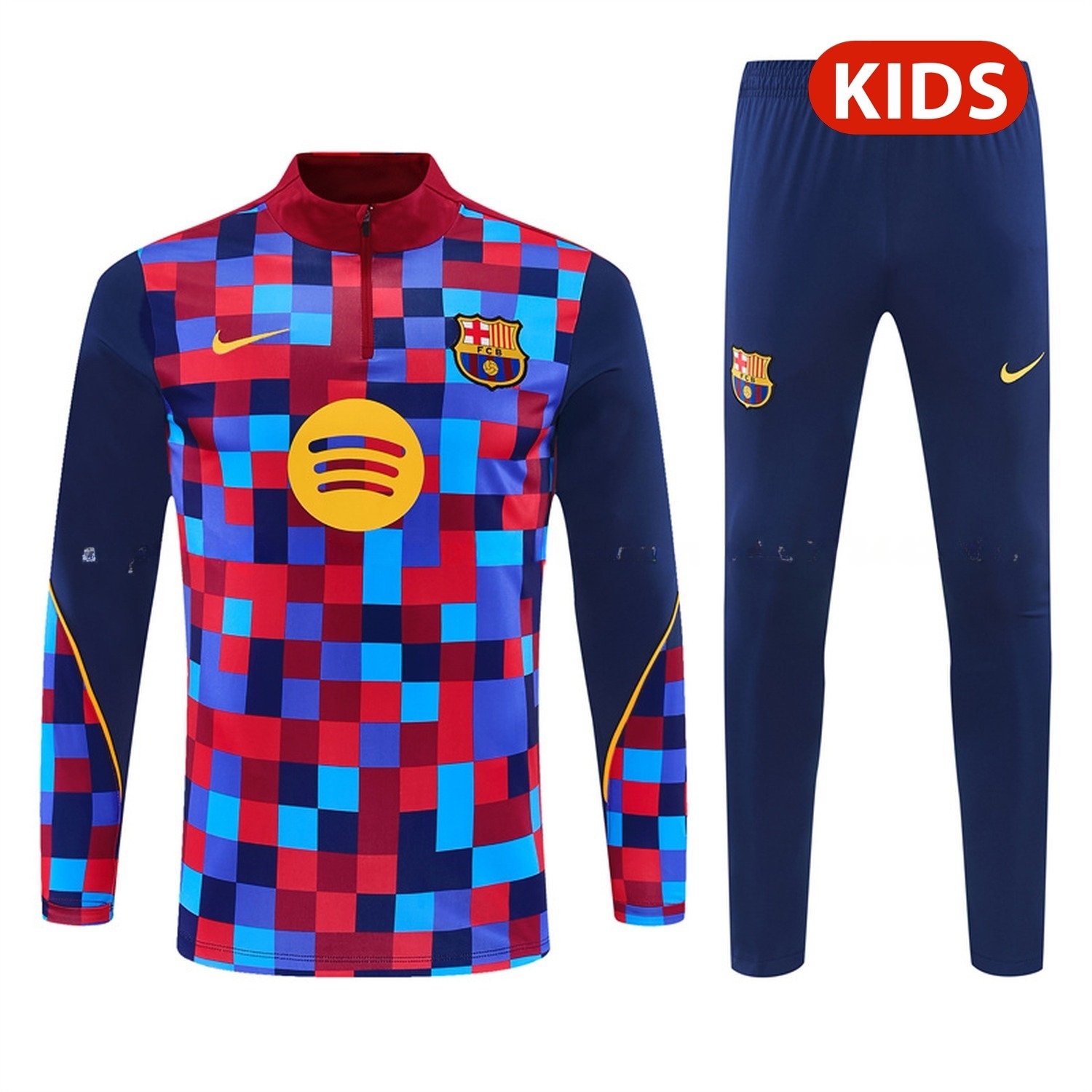 Barcelona 26-27 Kids Long Sleeve Training Set - Camouflage Top & Deep Blue Pants - JerseysGala