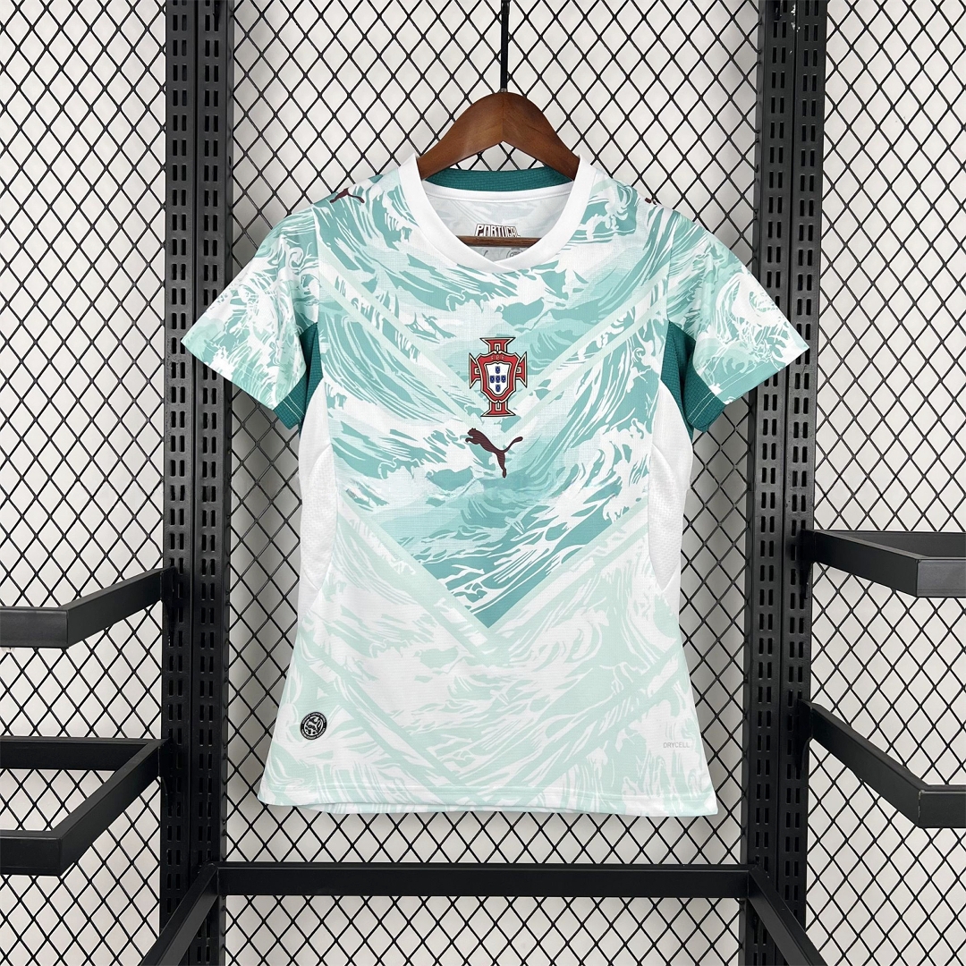 Women's Portugal 2026 Away White And Cyan Jersey - JerseysGala