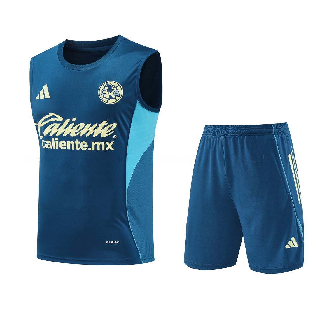 Club América 25-26 Short-Sleeve Training Set - Royal Blue With Light Blue Accents Top & Pants - JerseysGala