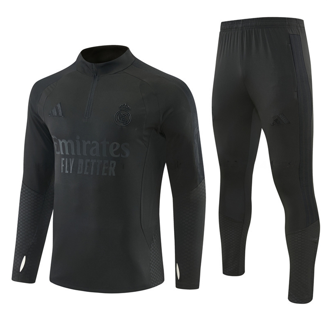 Real Madrid 26-27 Long Sleeves Training Set - Pure Black Top And Pants - JerseysGala