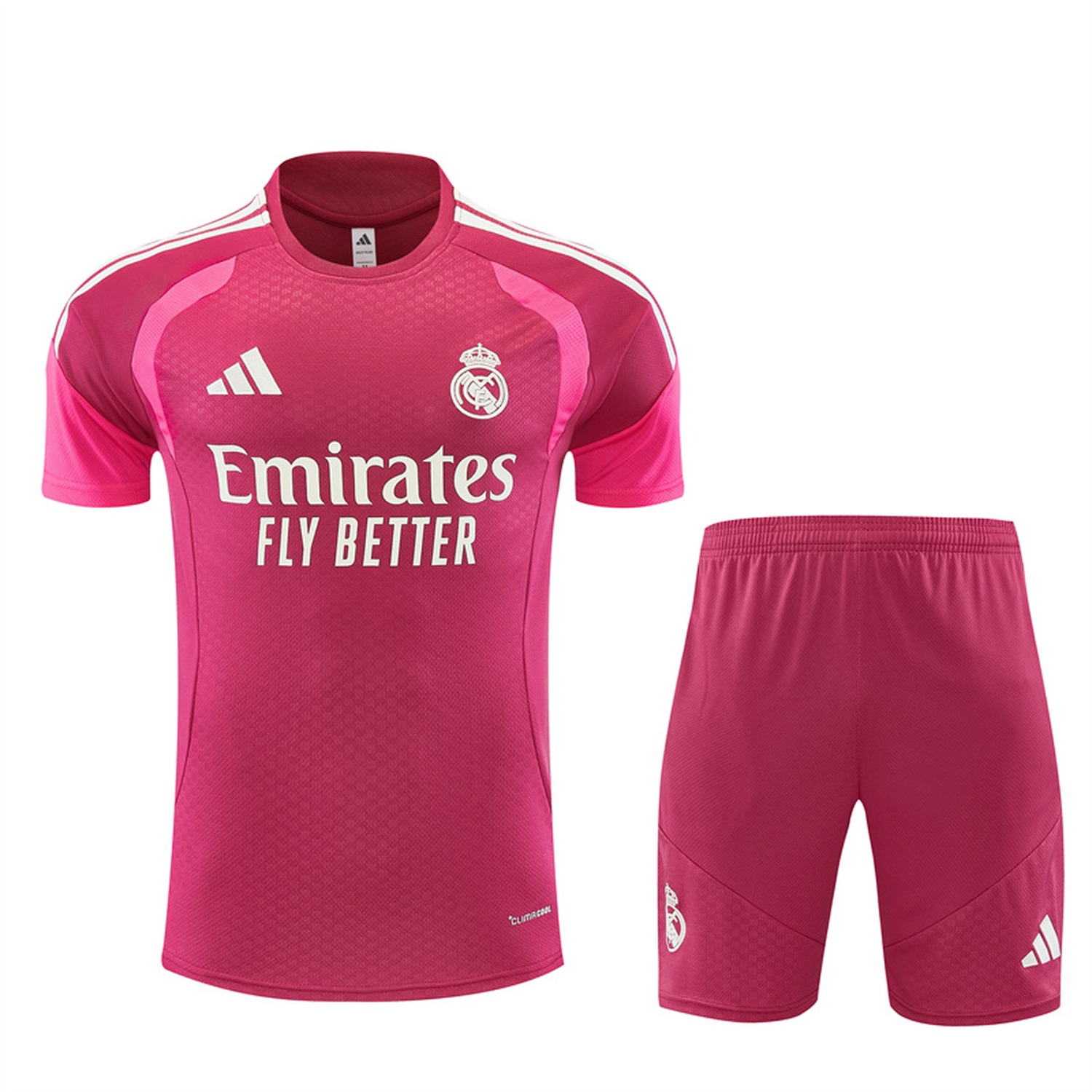 Real Madrid 26-27 Kids Short-Sleeve Training Set - Rose Red Top & Rose Red Shorts - JerseysGala