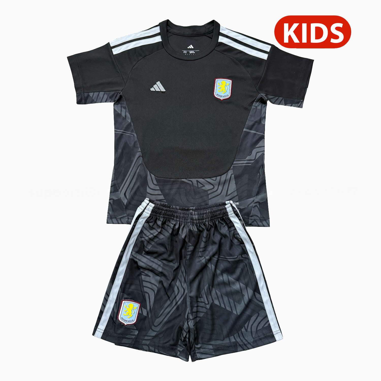 Aston Villa 26-27 Black Goalkeeper Kids Kit - JerseysGala