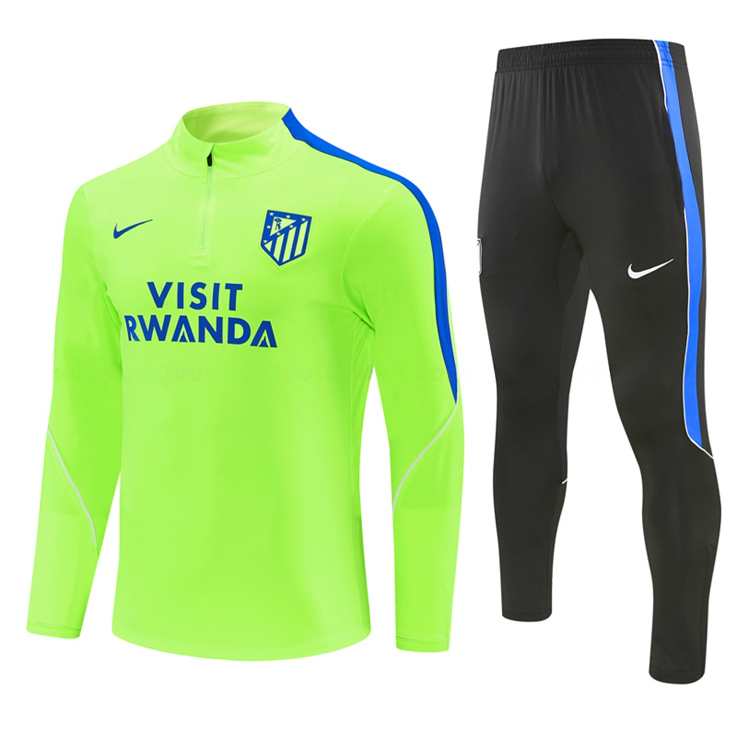 Atletico Madrid 26-27 Long Sleeves Training Set - Neon Green Top & Black Pants - JerseysGala