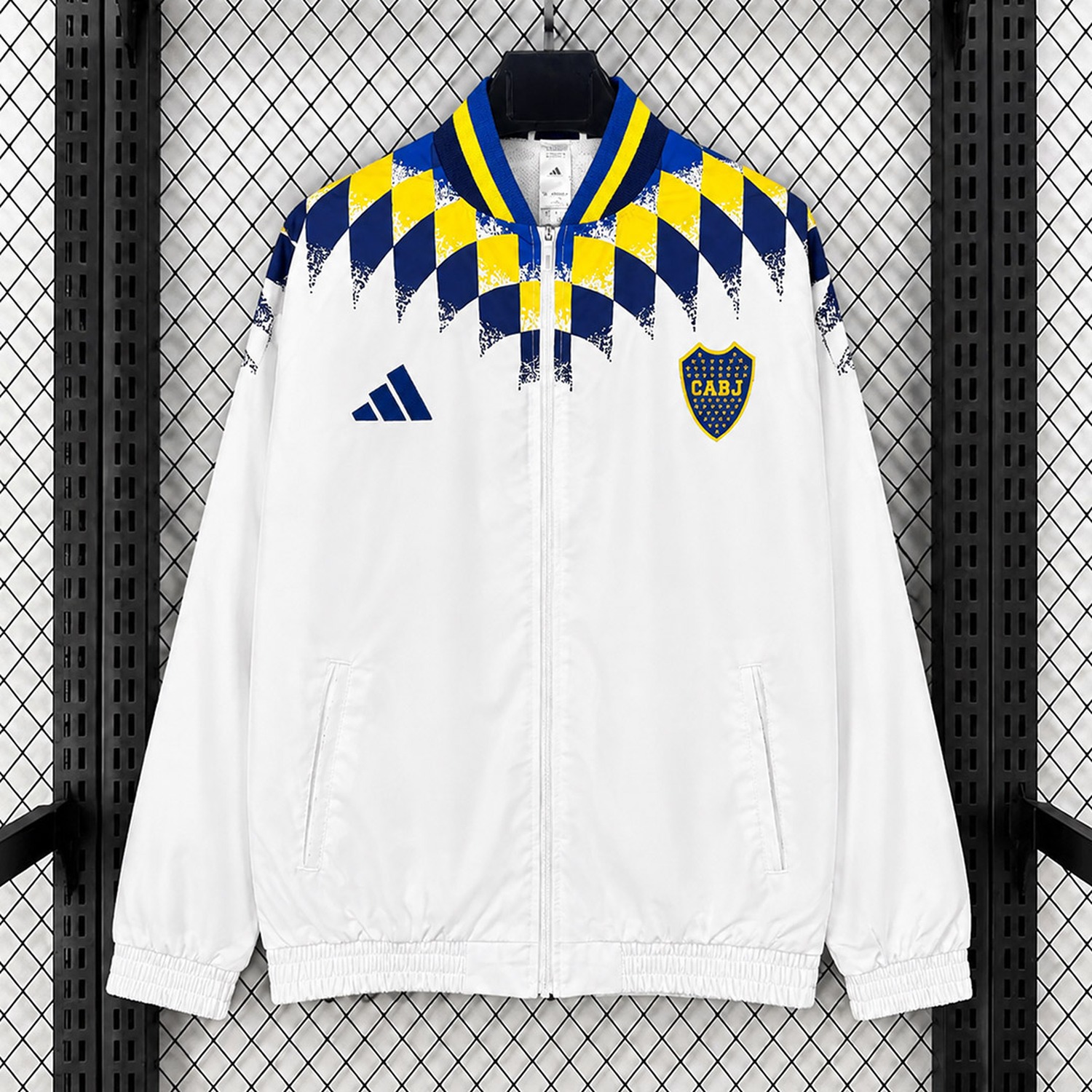 Boca Juniors 26-27 White Blue Yellow Travel Windbreaker Jacket - JerseysGala