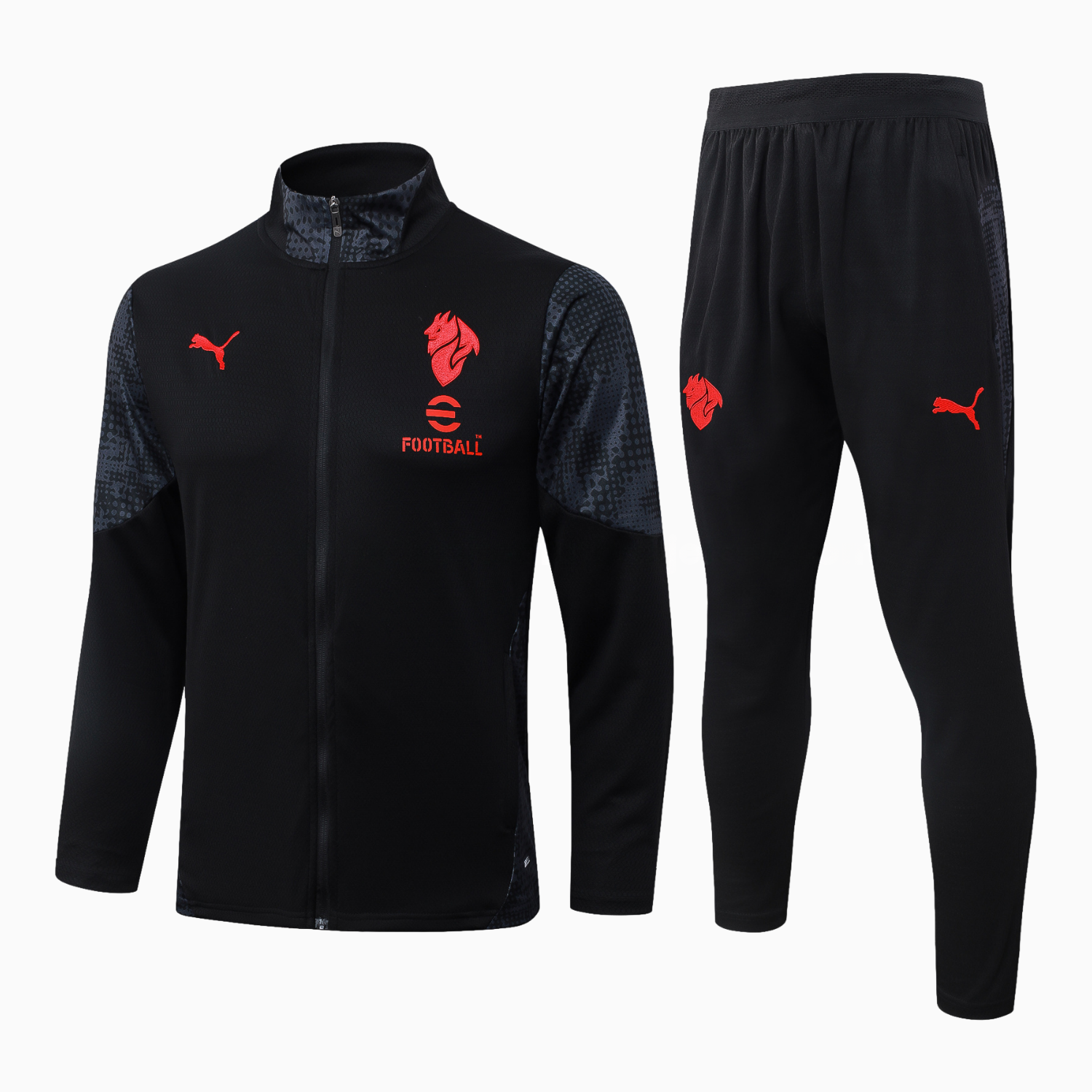 AC Milan 25-26 Jacket Training Tracksuit - Little Devil Black top & Pants - JerseysGala