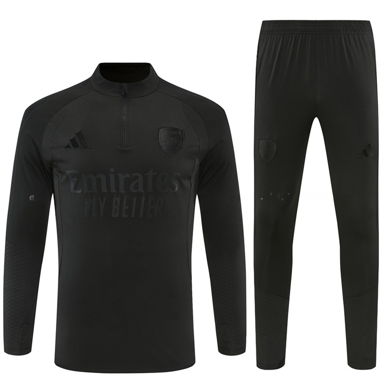 Arsenal 26-27 Long Sleeve Training Set - Pure Black Top & Black Pants - JerseysGala