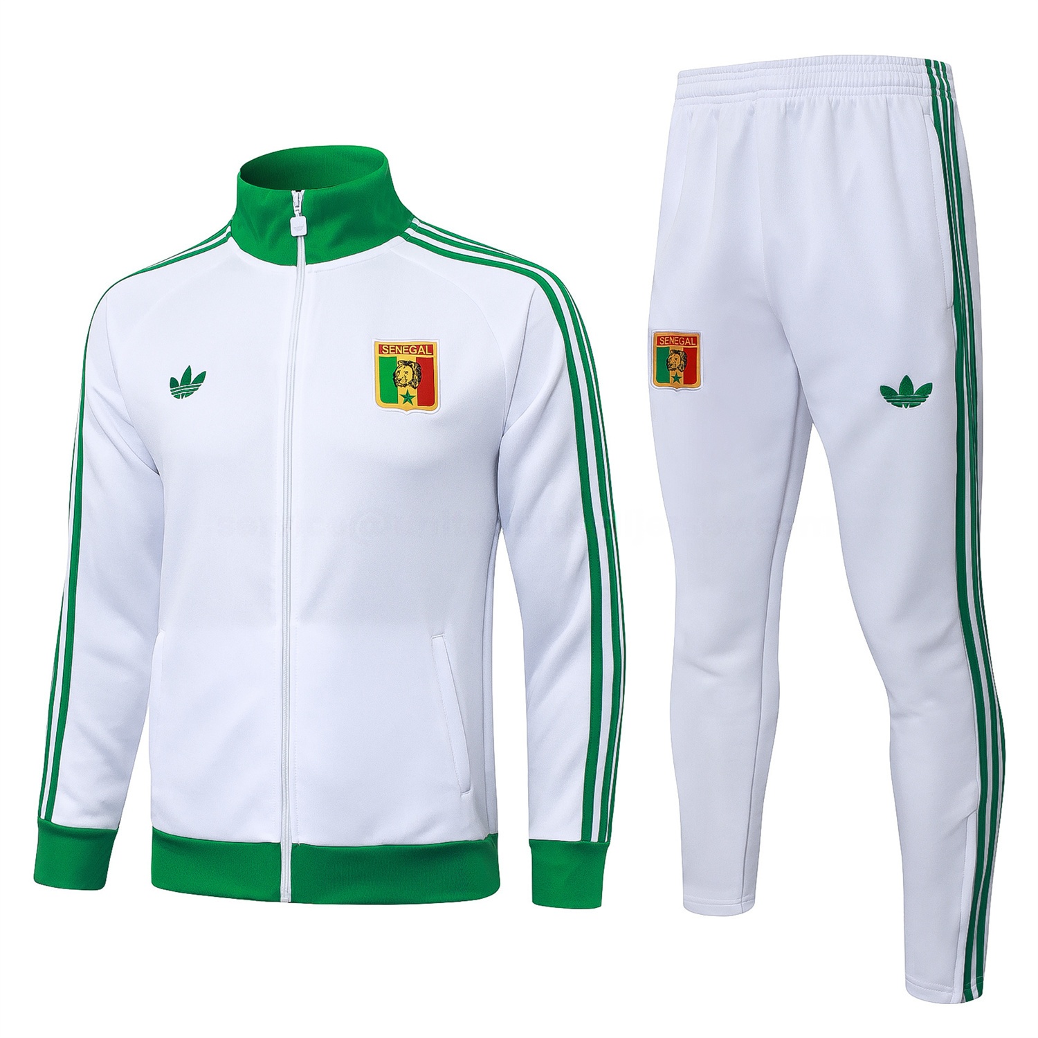Senegal 2026 Jacket Training Tracksuit - White With Green Jackets & Pants - JerseysGala