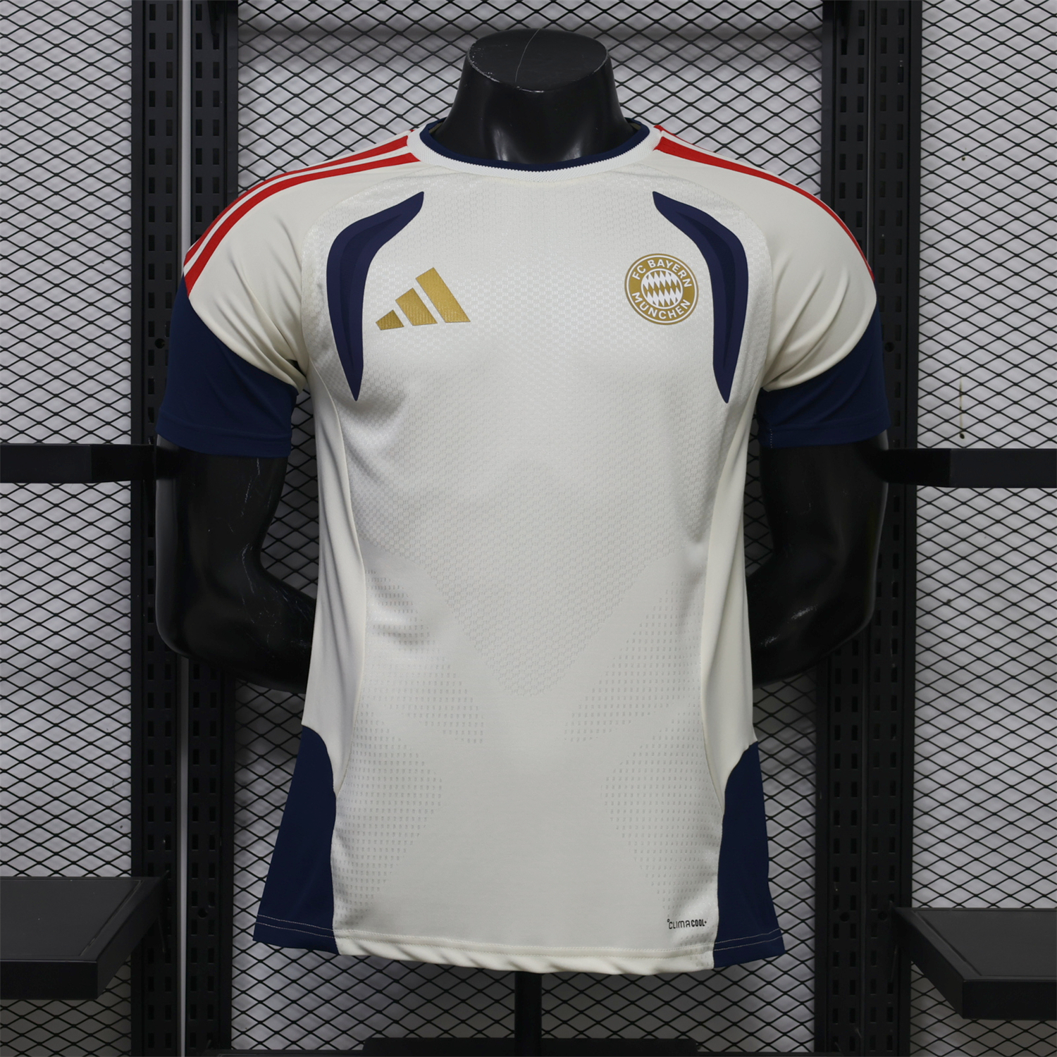 Bayern Munich 26-27 Off-White Blue Training Jersey - Player Version - JerseysGala
