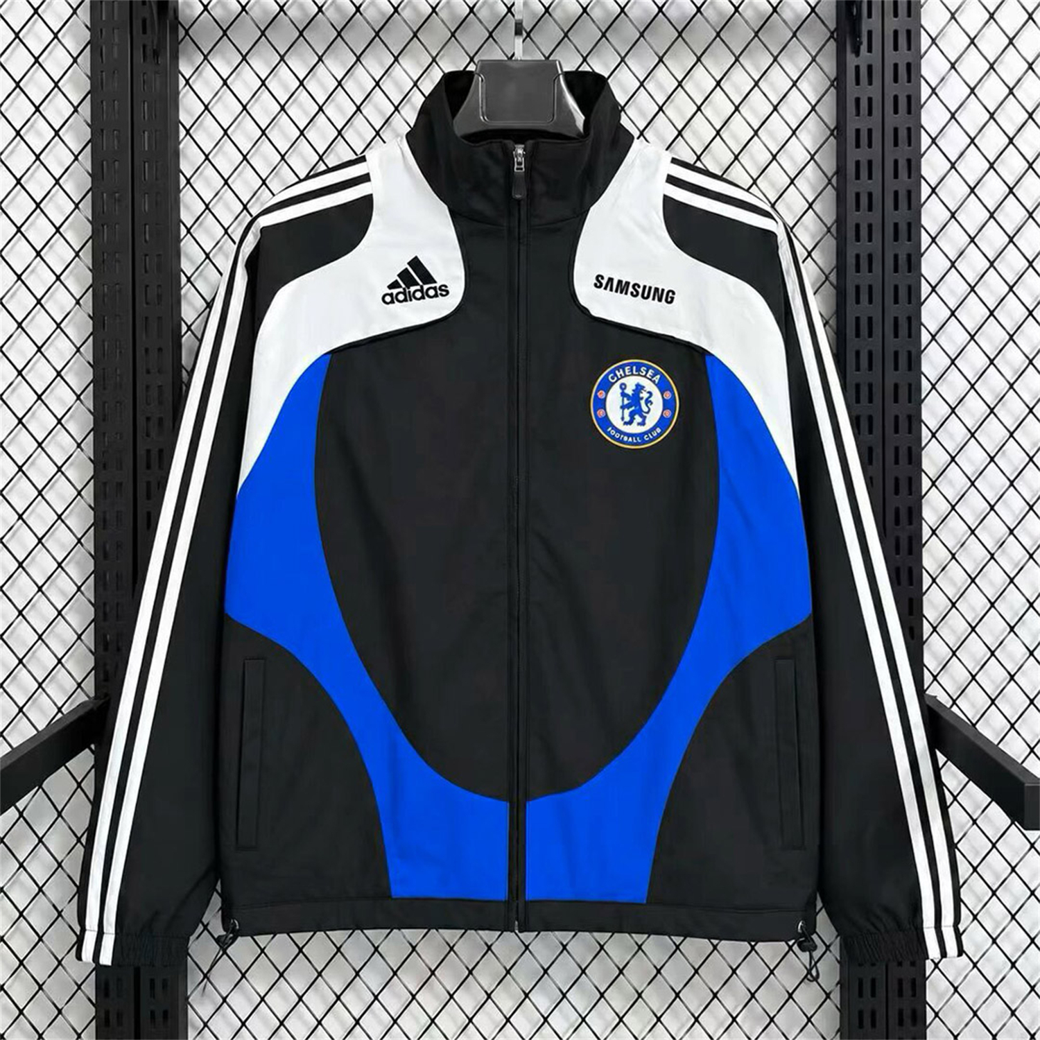 Retro C.H.E.L.S.E.A 2008-09 Windbreaker Jacket - Black Blue White - JerseysGala
