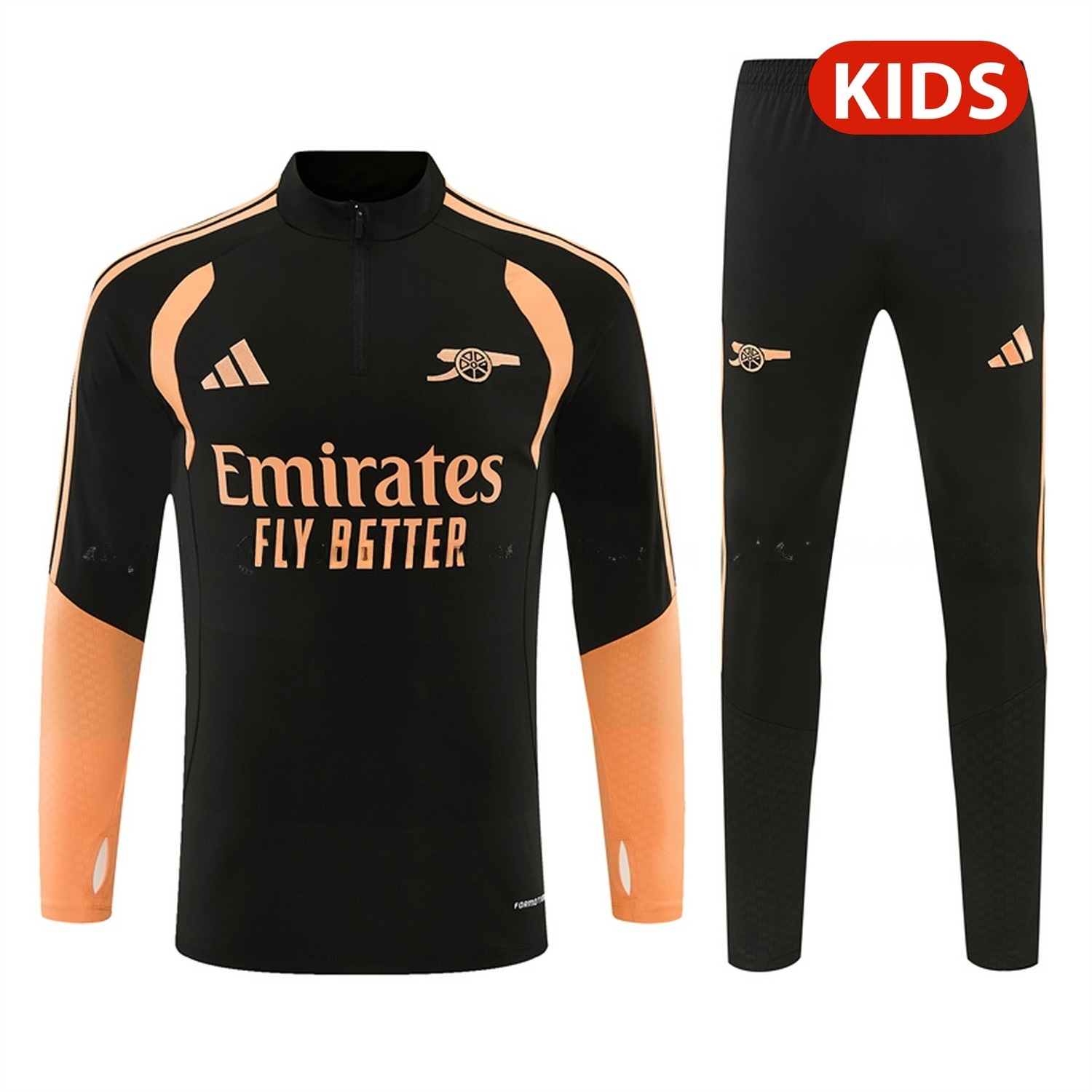 Arsenal 26-27 Kids Long Sleeve Training Set - Black Top & Black Pants - JerseysGala