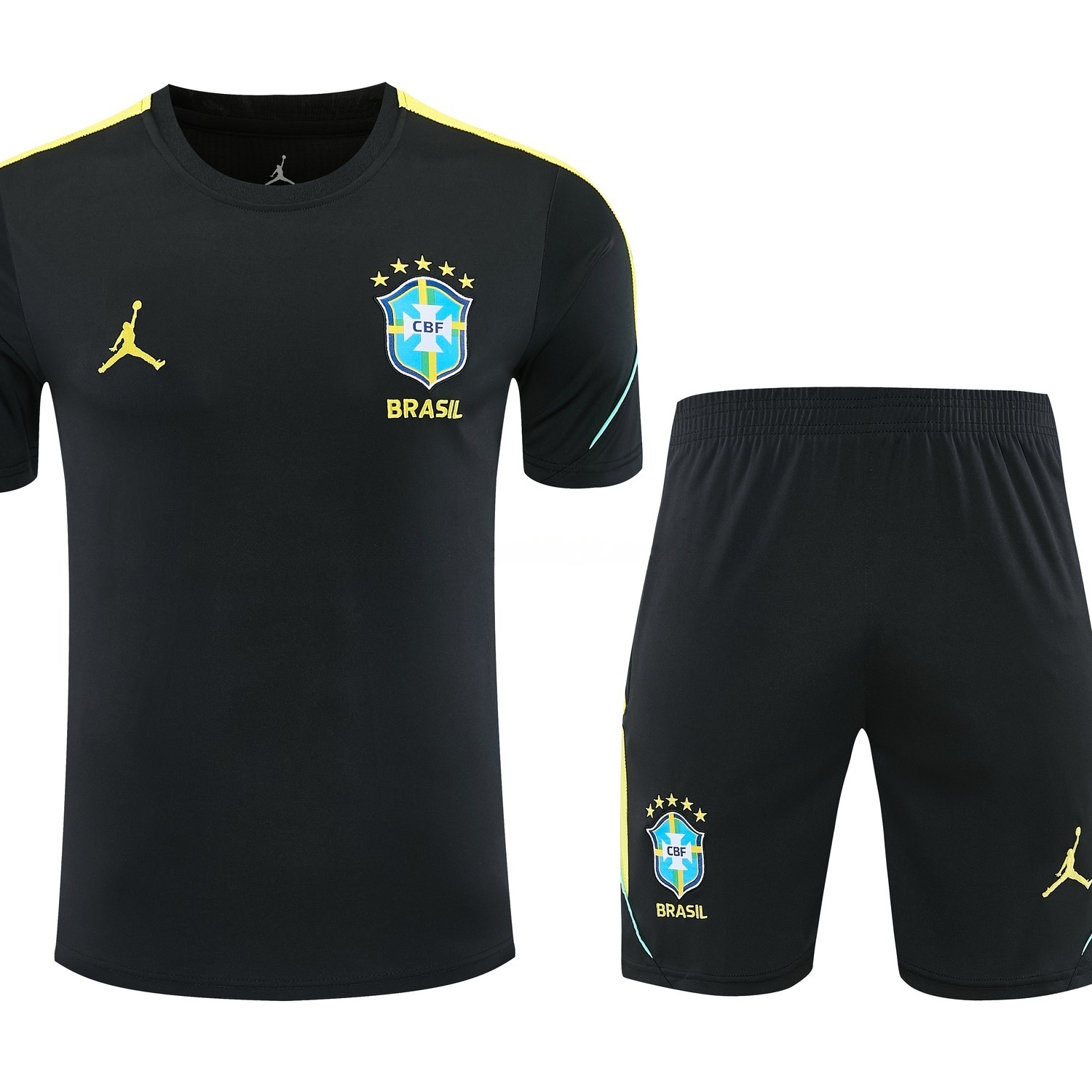Brazil 2026 Short-Sleeve Training Set - Black Top & Black Shorts - JerseysGala
