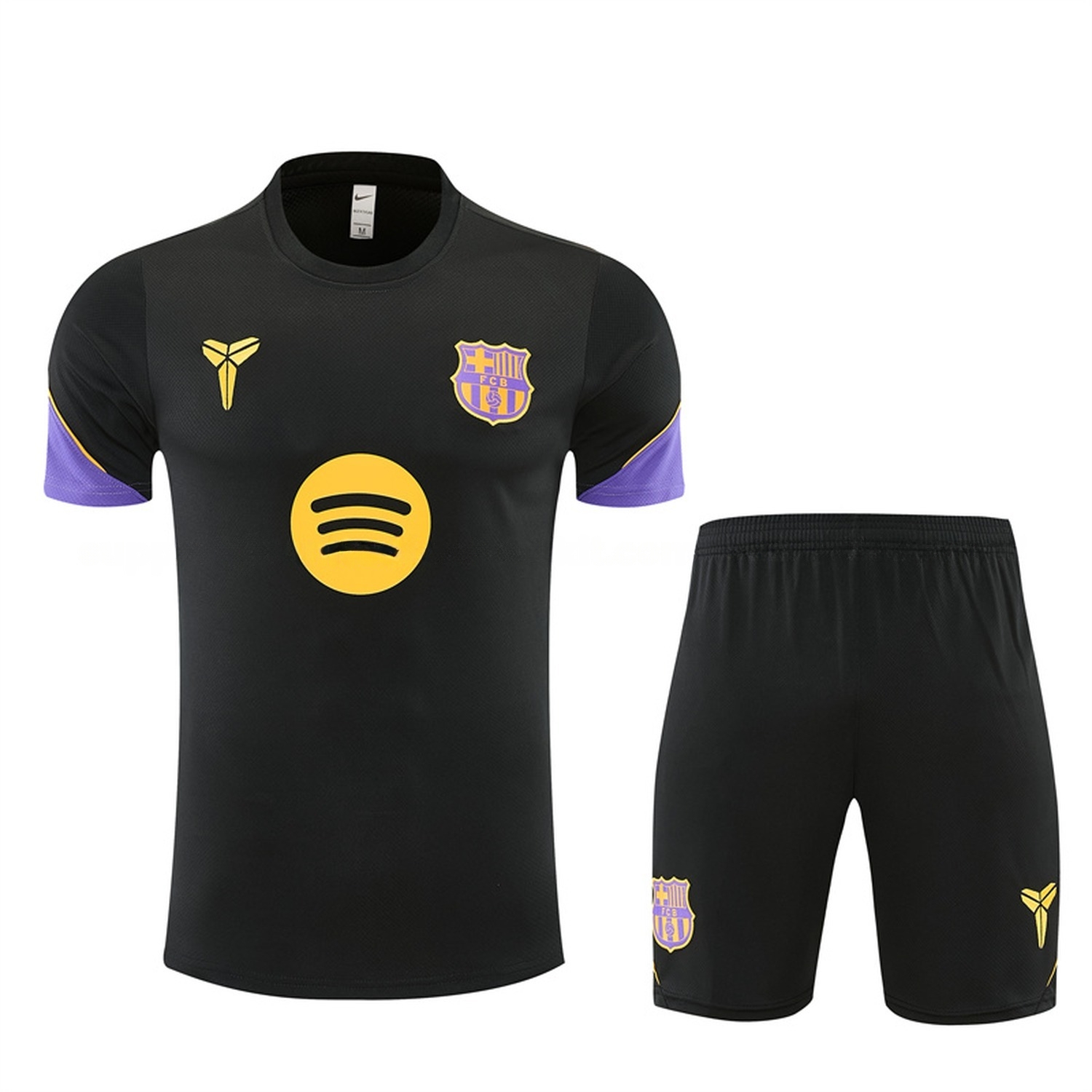 Barcelona 26-27 With Purple Short-Sleeve Training Set - Black Top & Black Shorts - JerseysGala