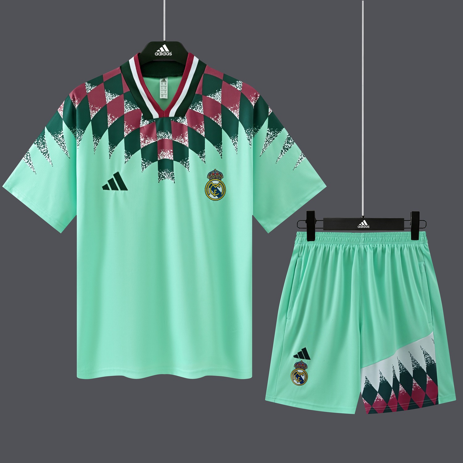 Real Madrid 26-27 Short-Sleeve Training Set - Mint Green With Green Pink - JerseysGala