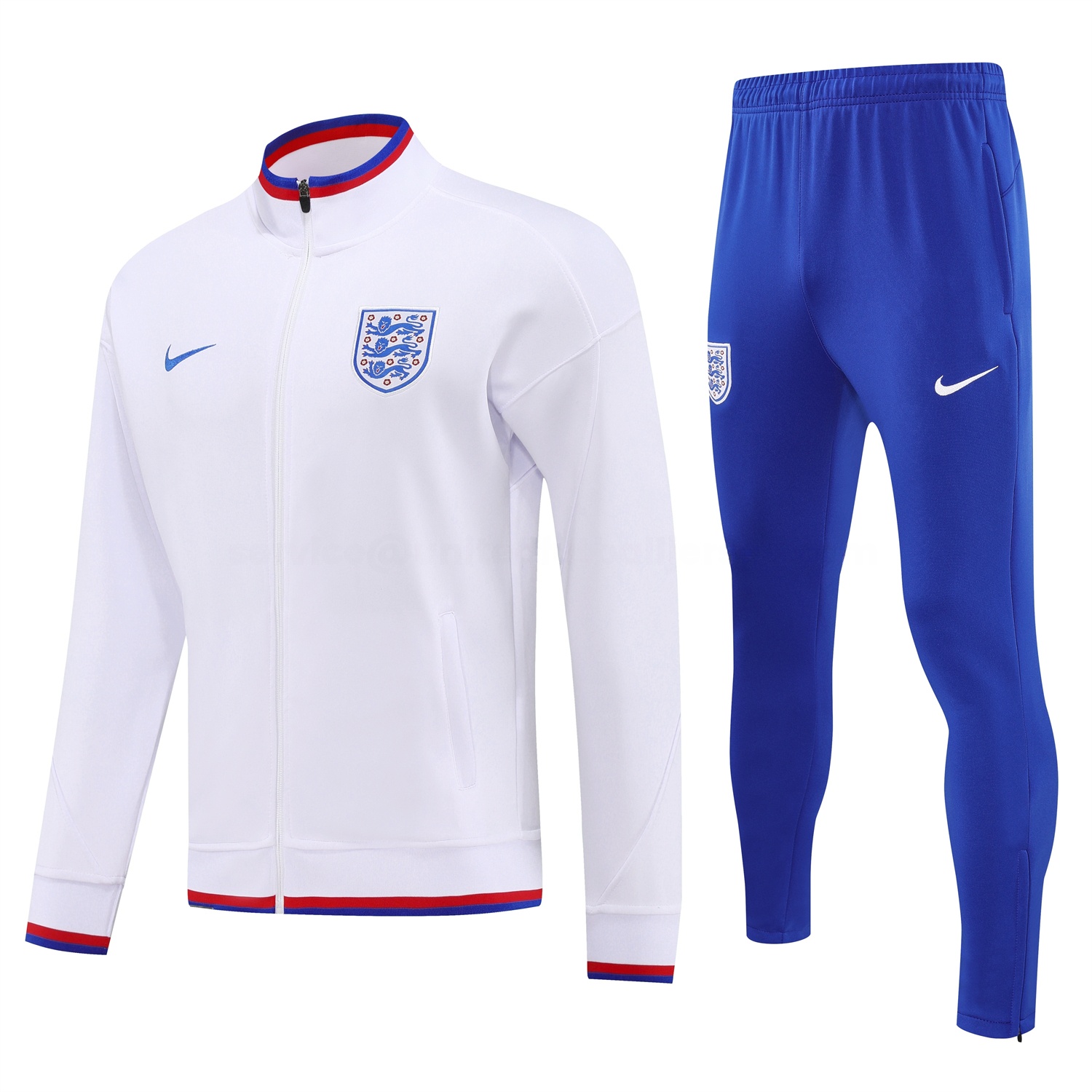 England 2026 Long Sleeve Training Set - White Top and Blue Pants - JerseysGala
