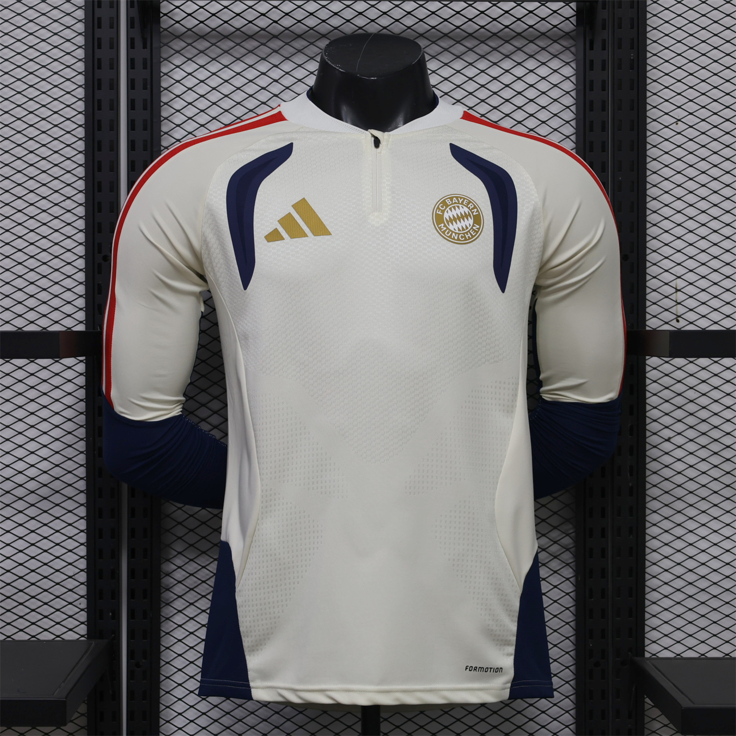 Bayern Munich 26-27 Off-White Long Sleeves Training Jersey - Player Version - JerseysGala