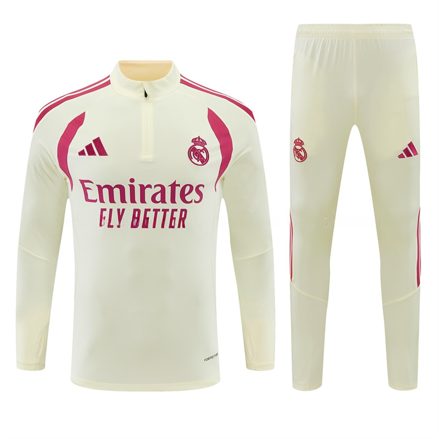 Real Madrid 26-27 Long Sleeve Training Set - Cream Top & Cream Pants - JerseysGala